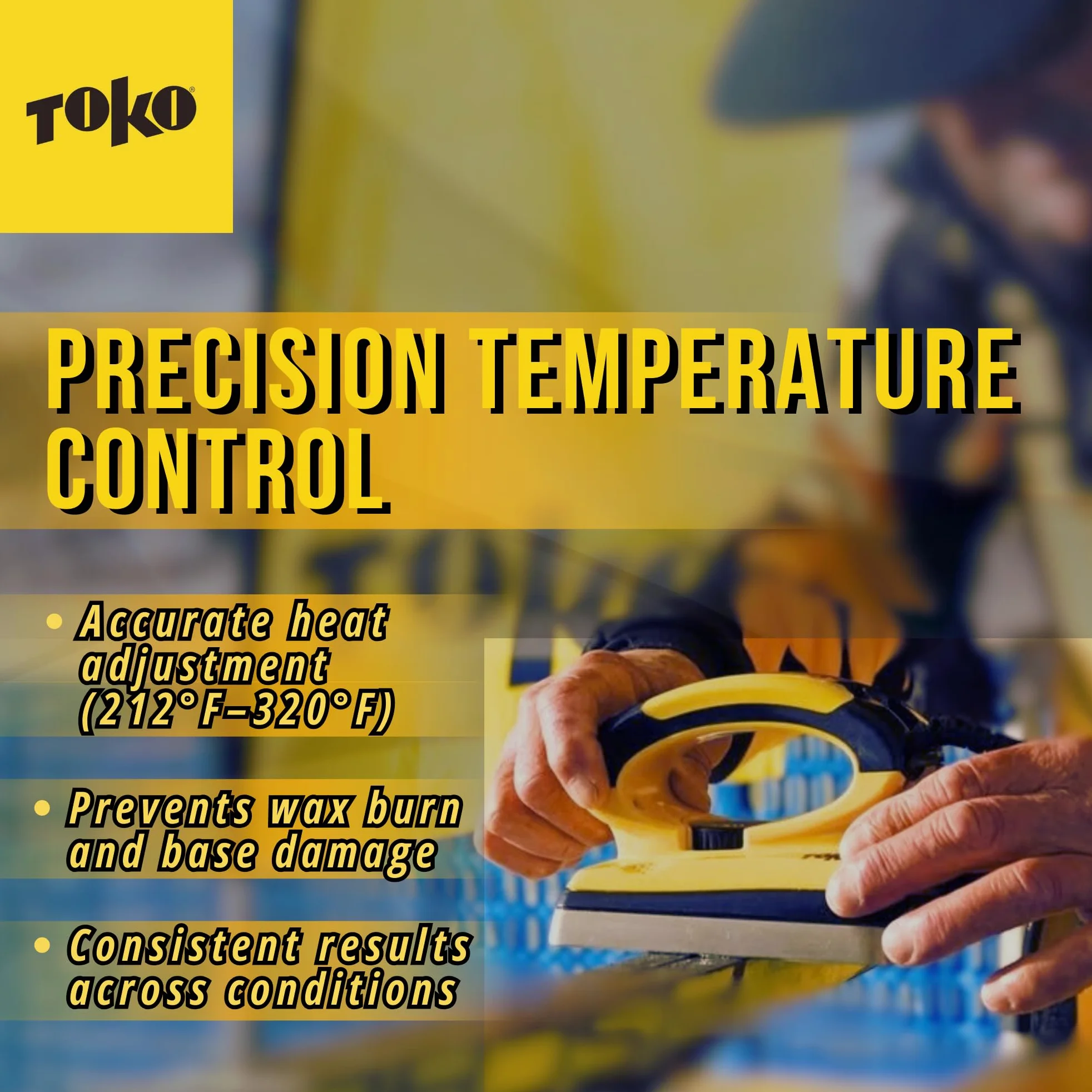 Toko T8 Hot Wax Iron - Ergonomic Ski and Snowboard Waxing Tool with Adjustable Temperature - 110V for use in the USA