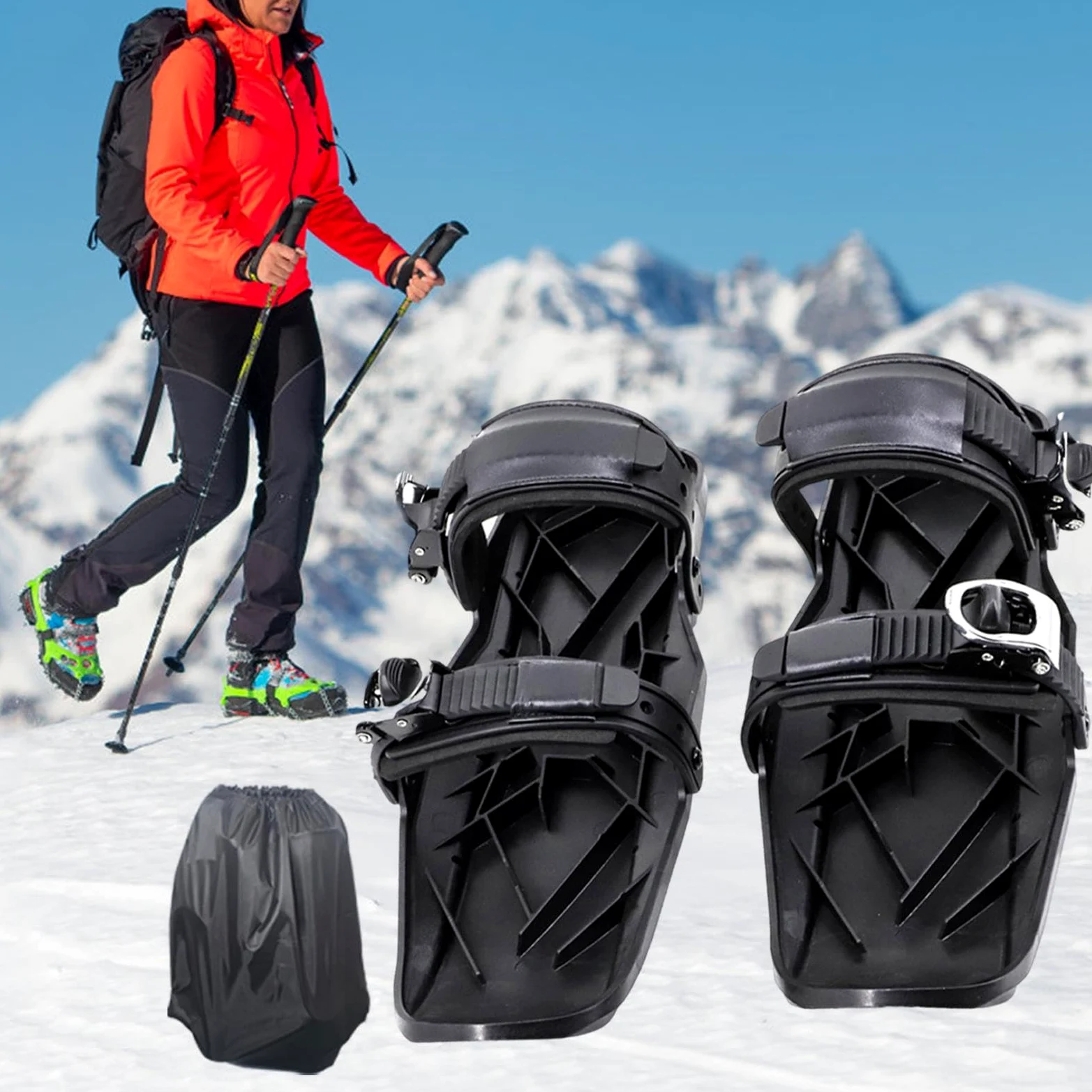 Patin à Neige, Skis Courts | Planches à Skis Snowblades | Accessoire de ski compact, outils de ski réglables multifonctionnels, pieds de neige légers et antidérapants pour hommes femm