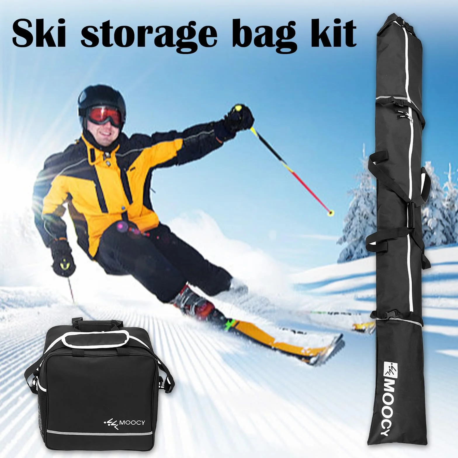 Aisny Ensemble sac à chaussures de ski 200 cm longueur réglable design à roulettes