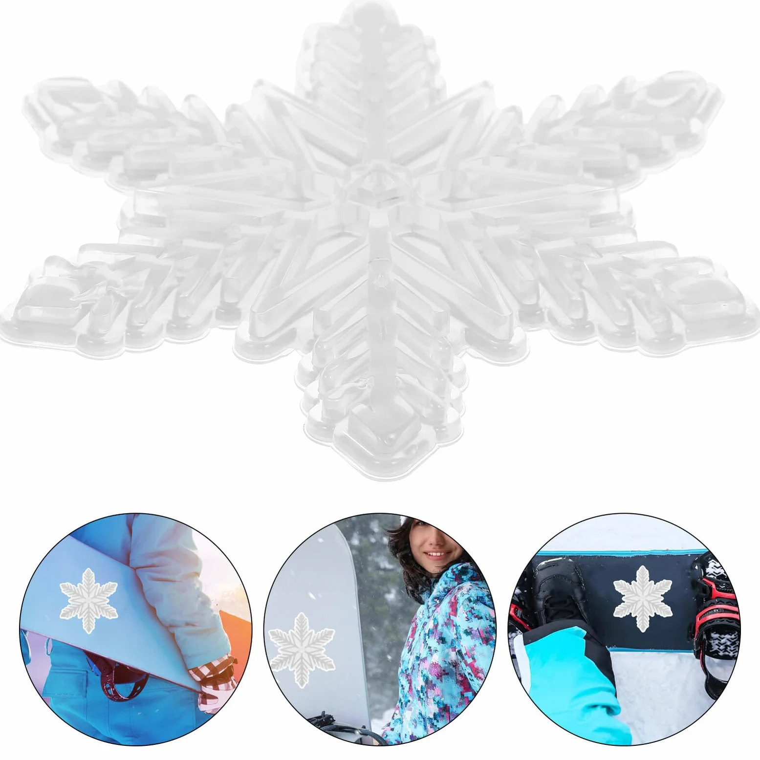 MAGICLULU Coussin Antidérapant 3d Flocon Blanc pour Snowboard, Autocollant Rigide Résistant, Accessoire de Sport D'hiver pour Meilleure Adhérence et Contrôle sur Planche de Ski de Plein Air