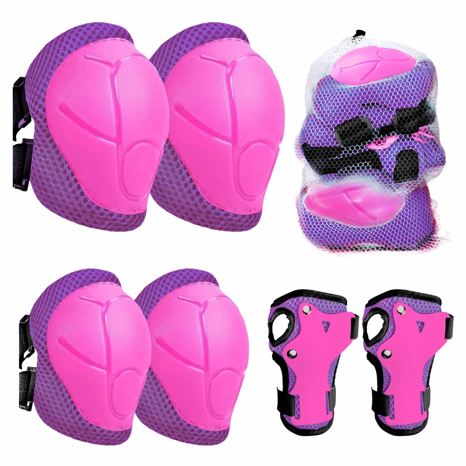 Genouillères 6 en 1 pour enfants protection poignet patinage cyclisme skateboard 3-8 ans