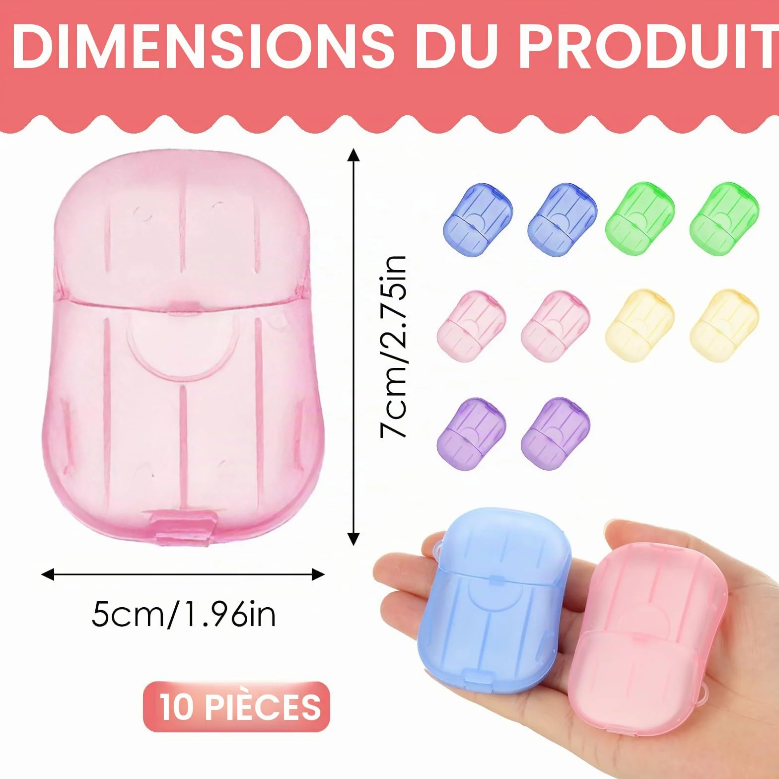 Boîtes de Savon en Papier Jetable 10PCS Feuilles de Savon Portable Voyage Camping Hygiène des Mains 5 Couleurs
