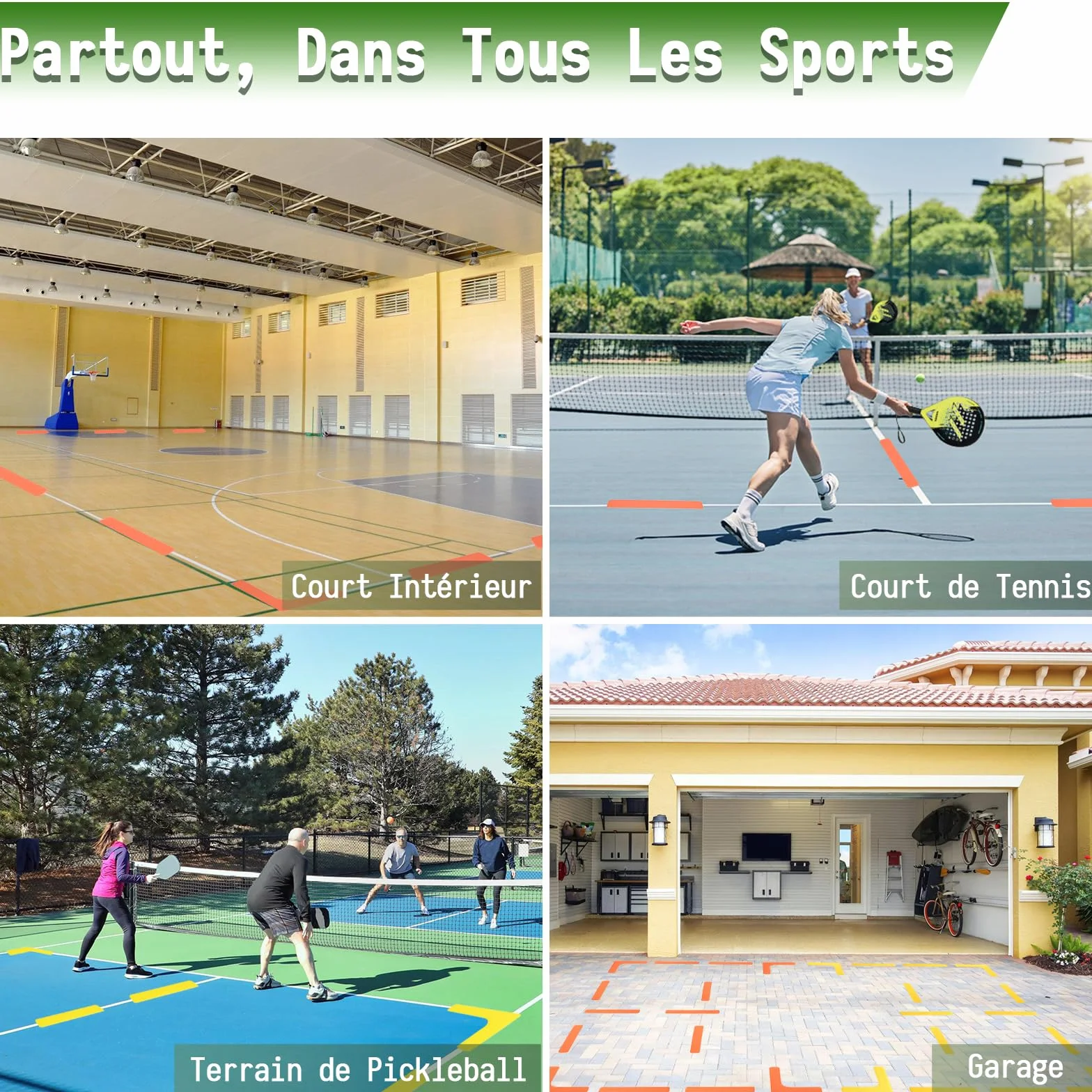 BOOSTEADY Kit Marqueurs Terrain Pickleball, Lot de 28 Marqueurs Lignes Résistants au Vent
