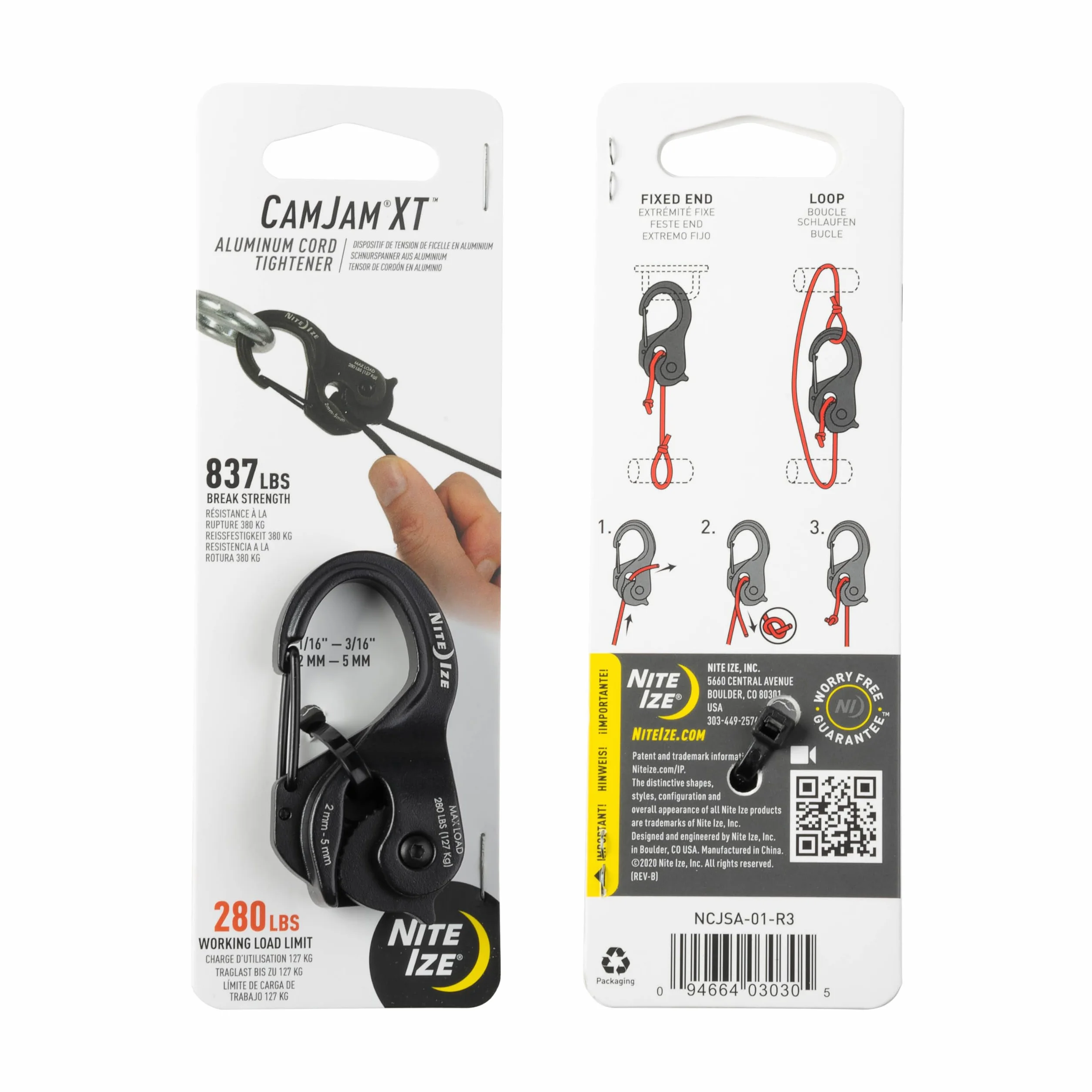 Nite Ize CamJam XT Mécanisme de fixation de caméra en aluminium mousqueton Noir