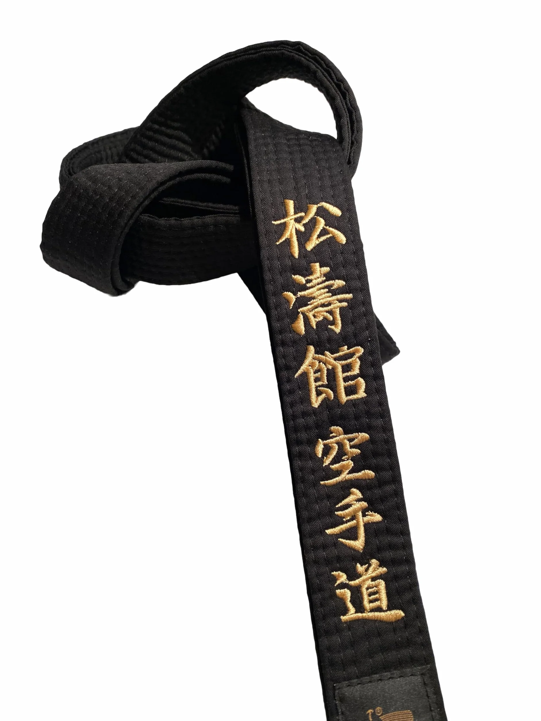 Ceinture noire de karaté Shotokan Kanji brodée dorée