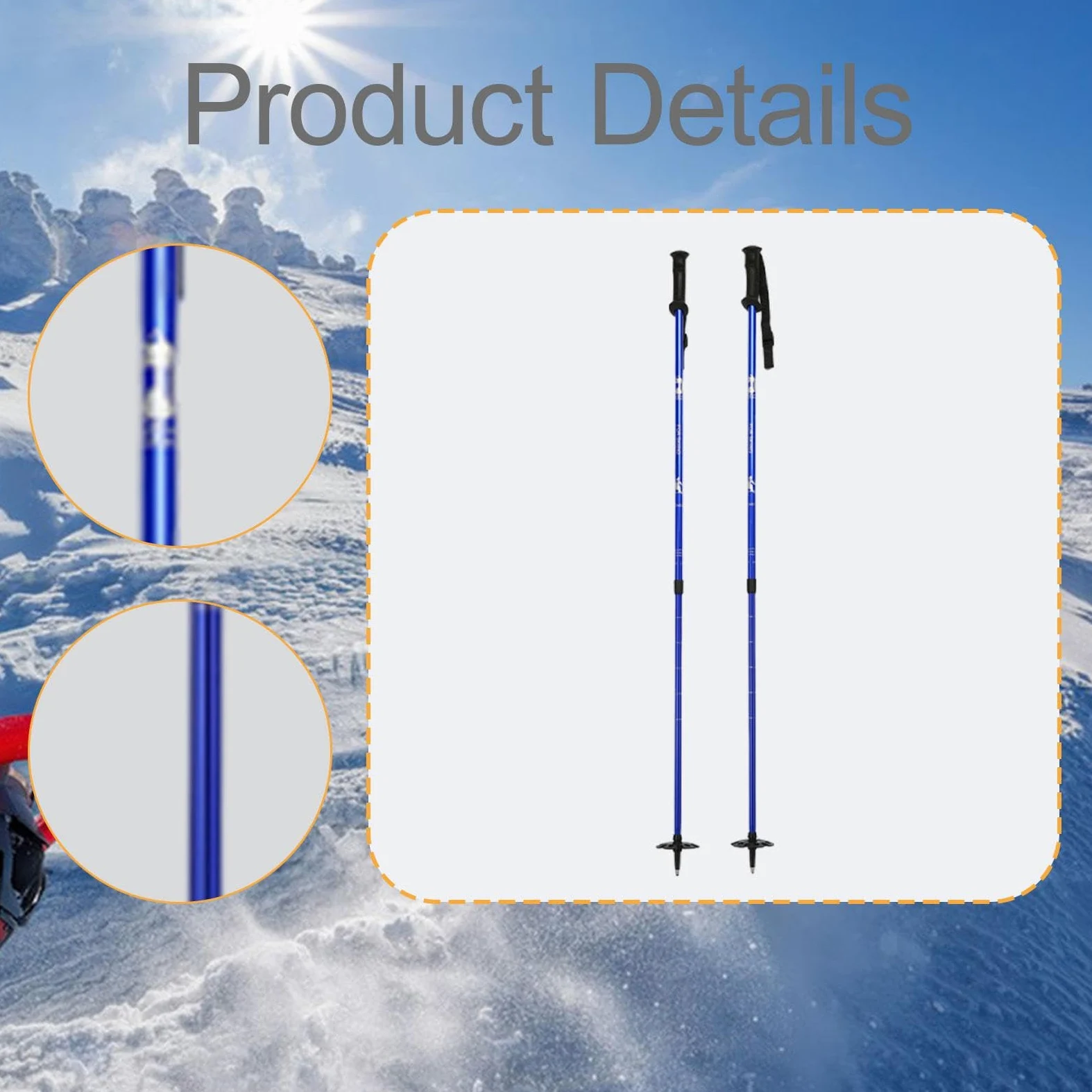 2 Pièces Bâtons de Randonnée Extensibles Bâtons de Marche pour Randonnée Bâtons de Ski Multifonctions en Alliage D'Aluminium Poignées Ergonomiques, Bleu