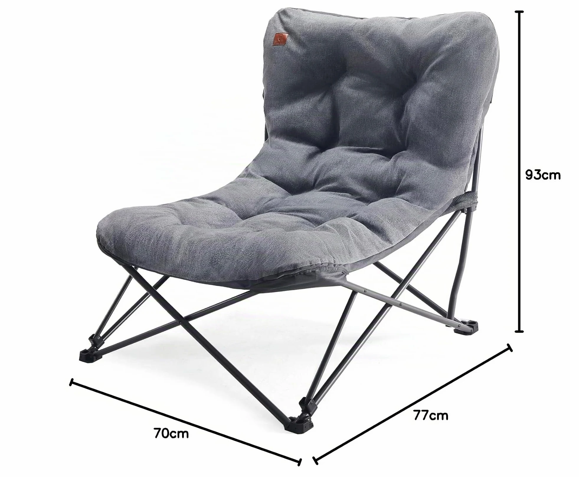 EVER ADVANCED Chaise de Camping Pliable XXL 180kg, Dossier Haut | Chaise pliante surdimensionnée à dossier haut, relax pour camping, jardin, balcon, pêche, intérieur, grise