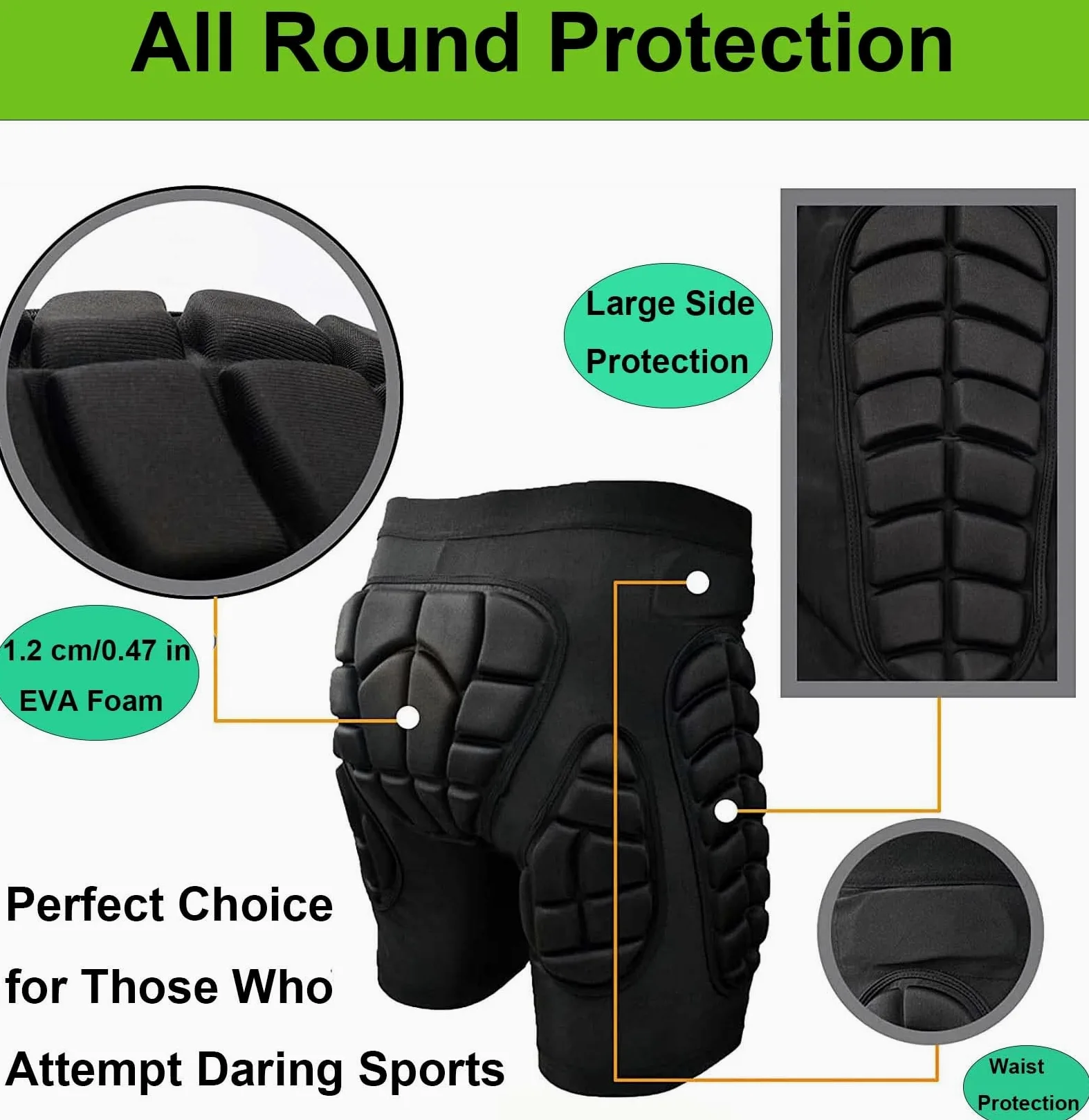 Short De Protection Rembourré Protège-Hanche Respirant Pour Patinage Snowboard Skating Ski Roller Équipement De Protection Des Fesses Pour Les Hanches (Color : C2, Size : M)