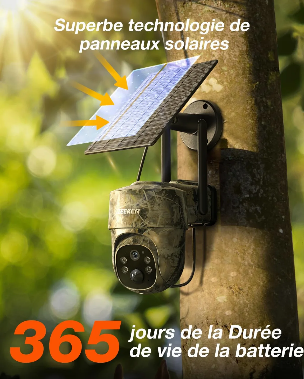 iZEEKER 4G LTE Solaire Caméra de Chasse, 2K PTZ Caméra Chasse avec Carte SD et SIM, 360° Rotation, Diffusion en Direct & Accès à Distance, 940nm sans Lueur IR, Activée par Le Mouvement IP65 Etanche
