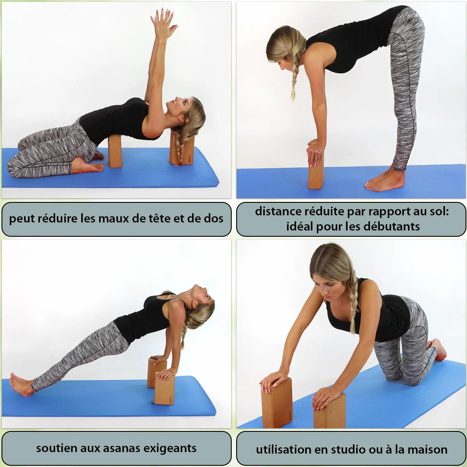 ALPIDEX Bloc de liège Yoga Brique lot de 2 23 x 14 x 7.5 cm