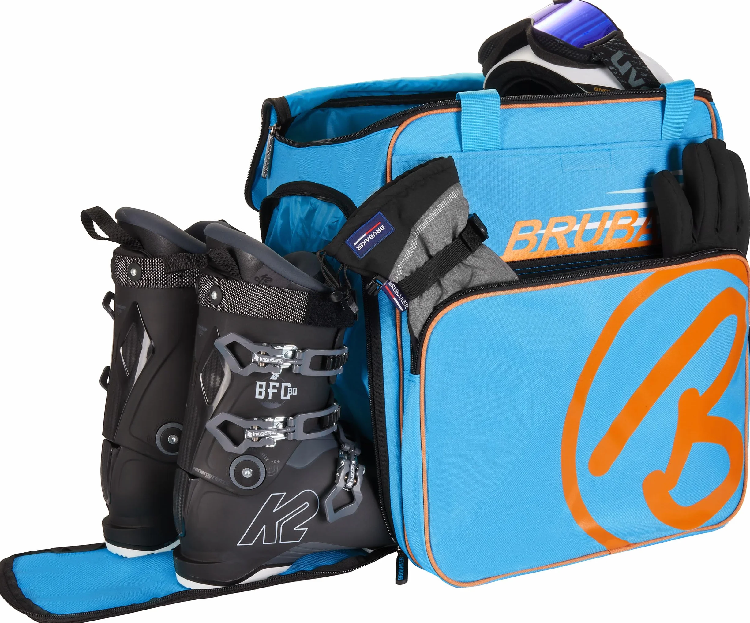 BRUBAKER Set de Ski Champion 170 cm Bleu Orange Housse à Skis Sac à Chaussures