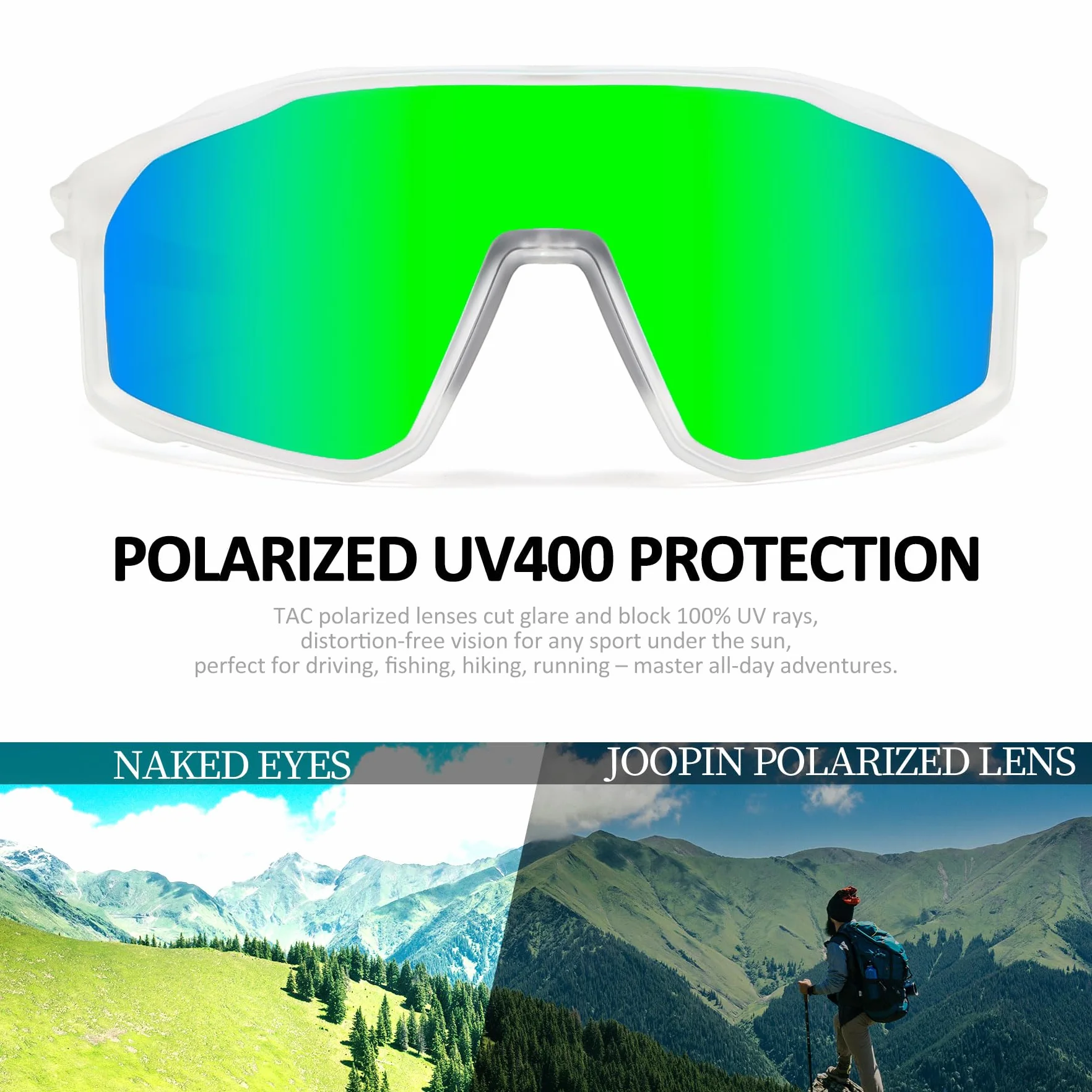 Joopin Lunettes de Soleil Sports Polarisées UV400 pour Hommes Femmes