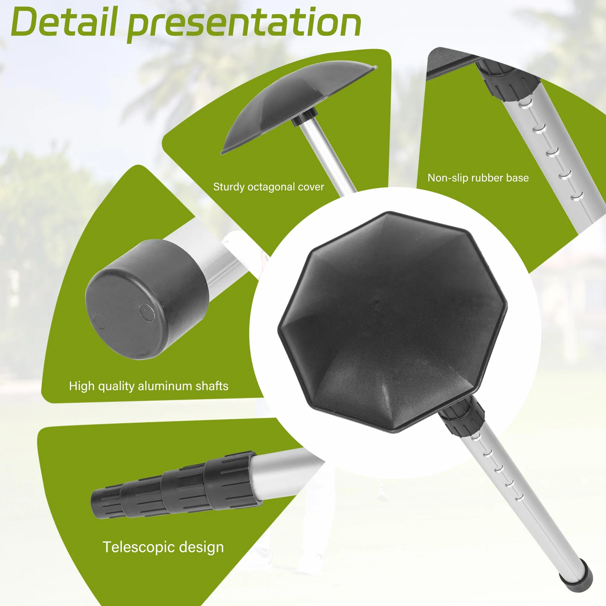 Canne de support réglable pour sac de golf – Support télescopique rigide pour club de golf en alliage d'aluminium pour protection de club, accessoire de sac de protection (noir)