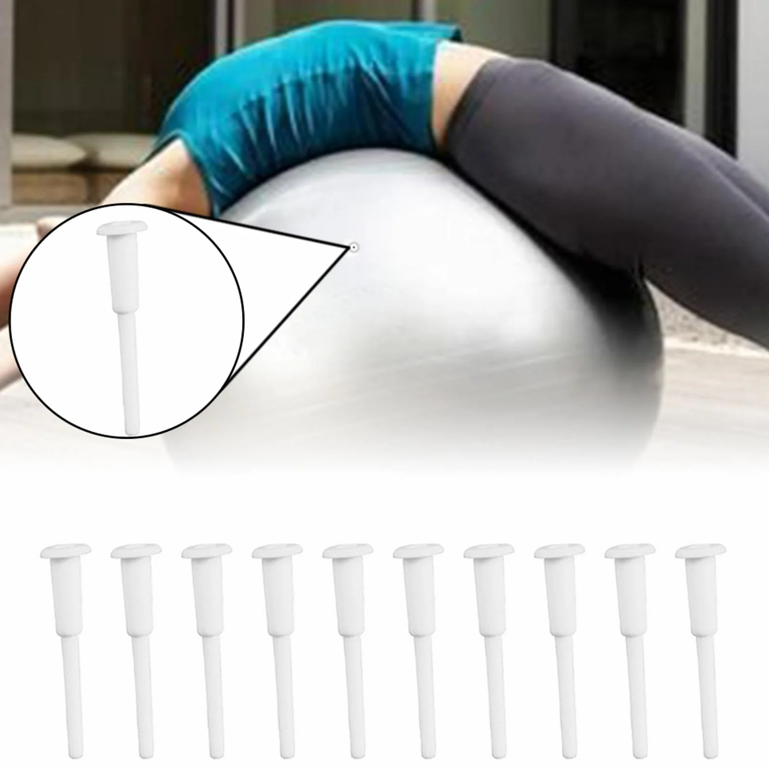 Kit de Remplacement pour Ballon de Yoga Gonflable - Bouchons d'Air pour Balle de Fitness (Blanc)