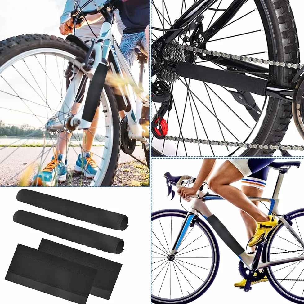 Protecteurs de Cadre de Vélo Autocollants de Chaîne Noir Protection VTT 22x10.5cm 4 PCS
