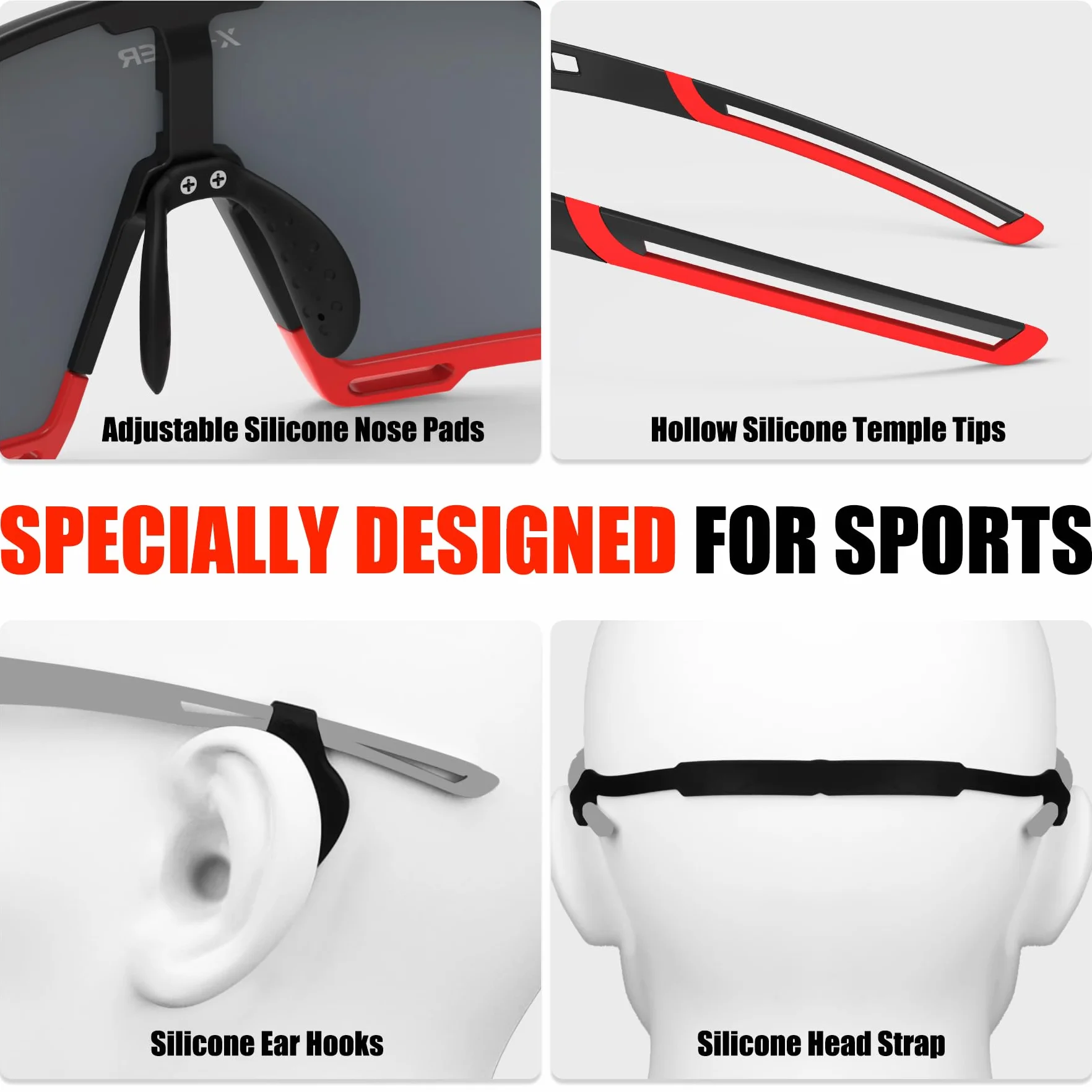 X-TIGER Lunettes de Cyclisme VTT Homme avec 5 Lentilles Interchangeables Protection UV400