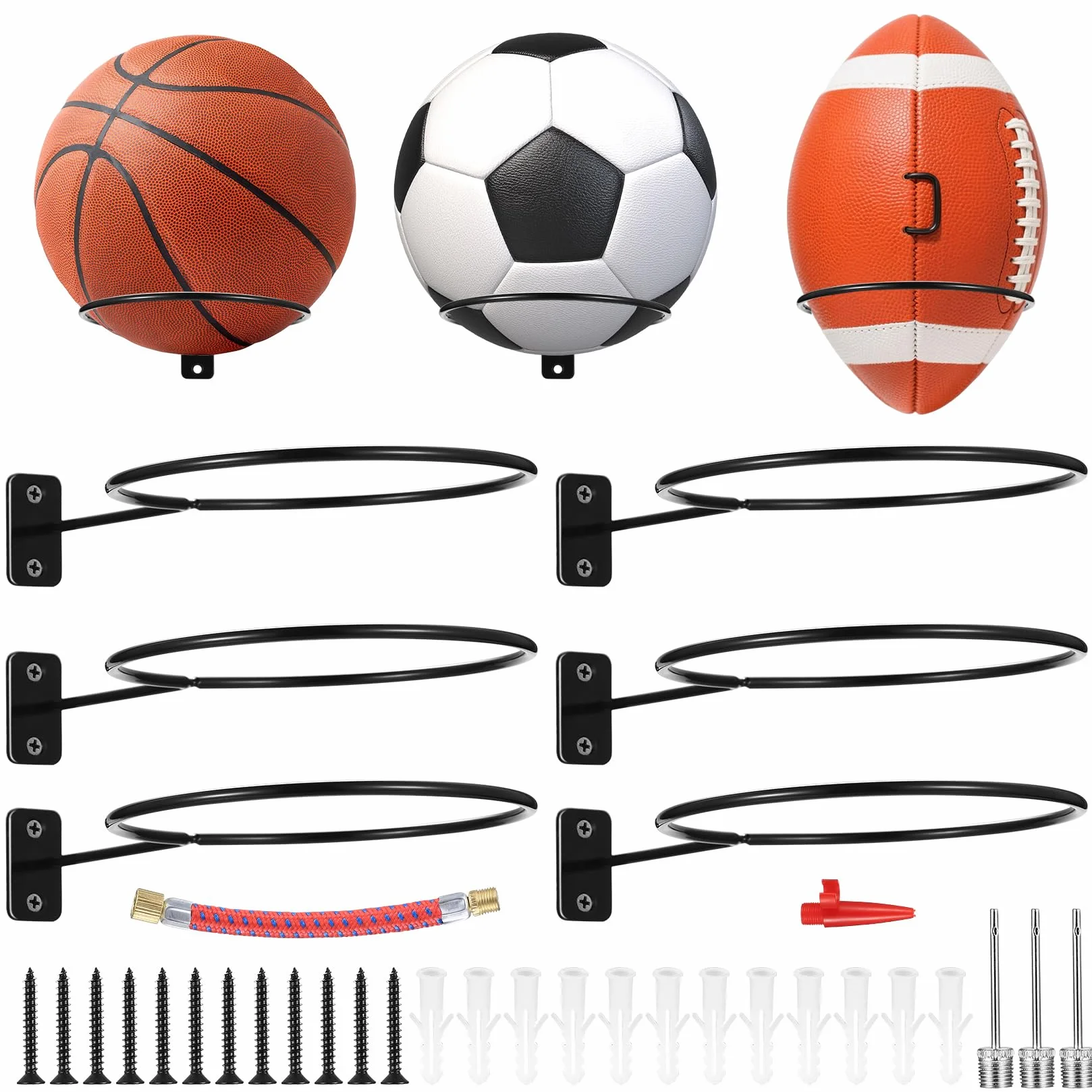 Support Mural Ballon Foot Basket 6 Pcs Rangement Ballon