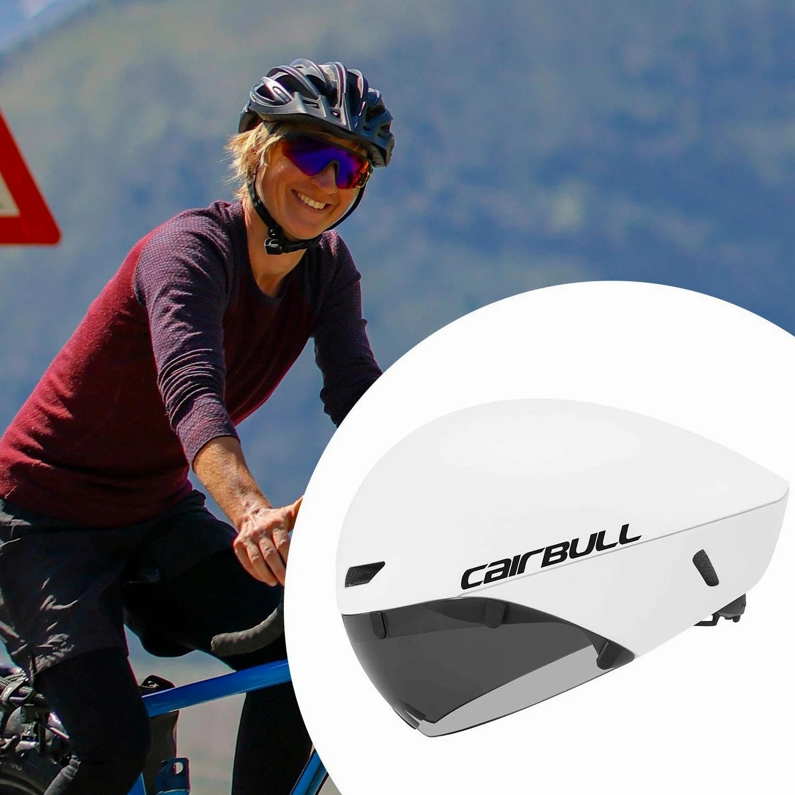 Casque de Vélo Confortable avec Réglable et Absorption des Chocs, équipé de Lunettes pour Le Vélo, Le Snowboard et Le Triathlon.
