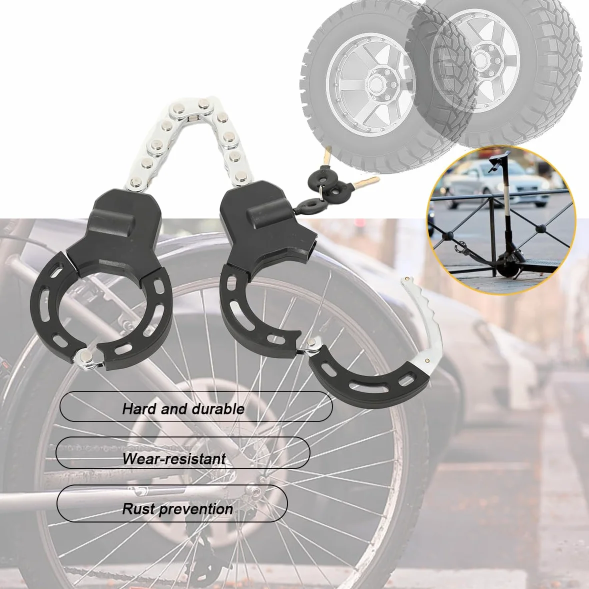 Antivol Trotinette Electrique, Cadenas Trotinette Chaînes Antivol | Menotte Antivols Velo Avec Clés et Sac Etanche, 56cm, pour Trottinettes Vélo Electrique Scooter Bicyclette
