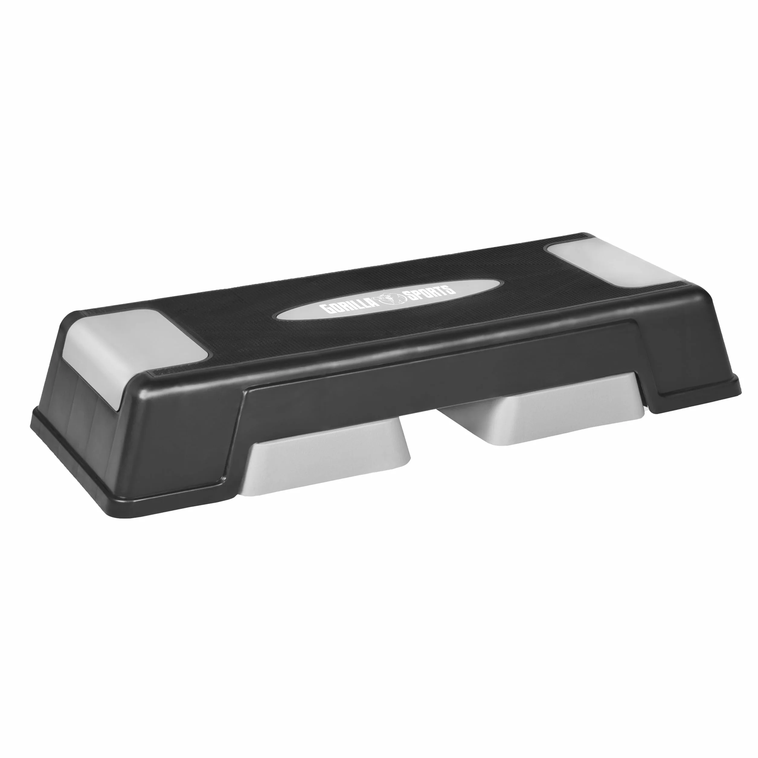 GORILLA SPORTS® Stepper d'Aérobic Hauteur Réglable 3 Niveaux, Antidérapant, Jusqu'à 300kg, Gris/Noir