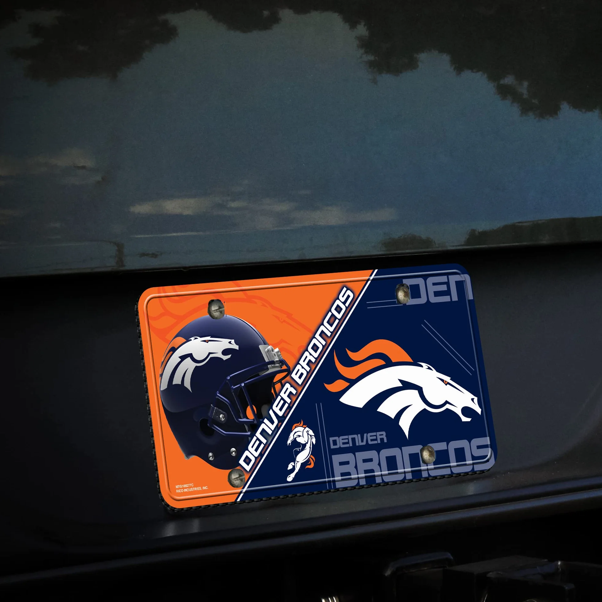 Rico Industries NFL Denver Broncos plaque d'immatriculation en métal, Team Couleur, taille unique