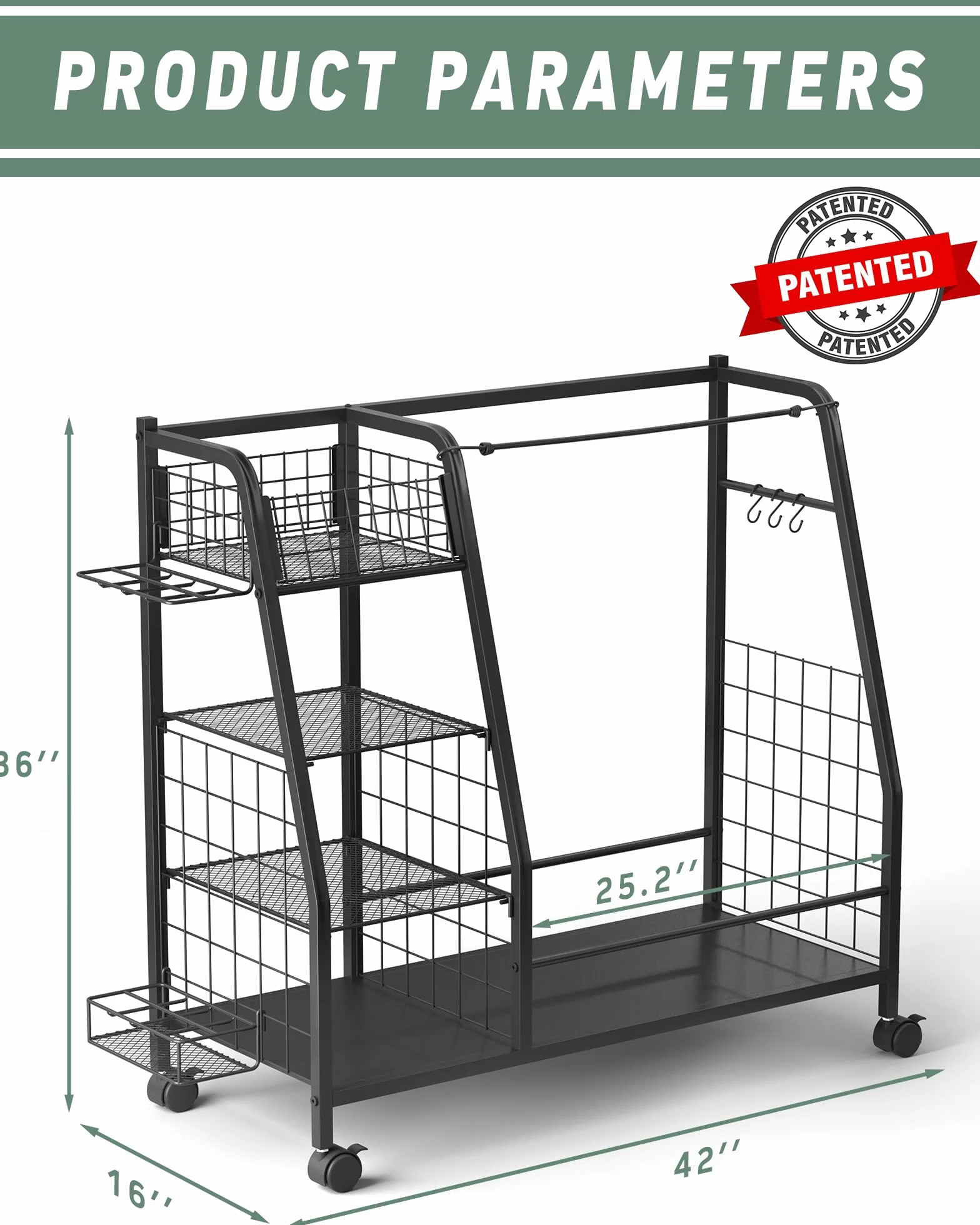 Support de Rangement pour Sac de Golf Double Organiseur avec Roues verrouillables