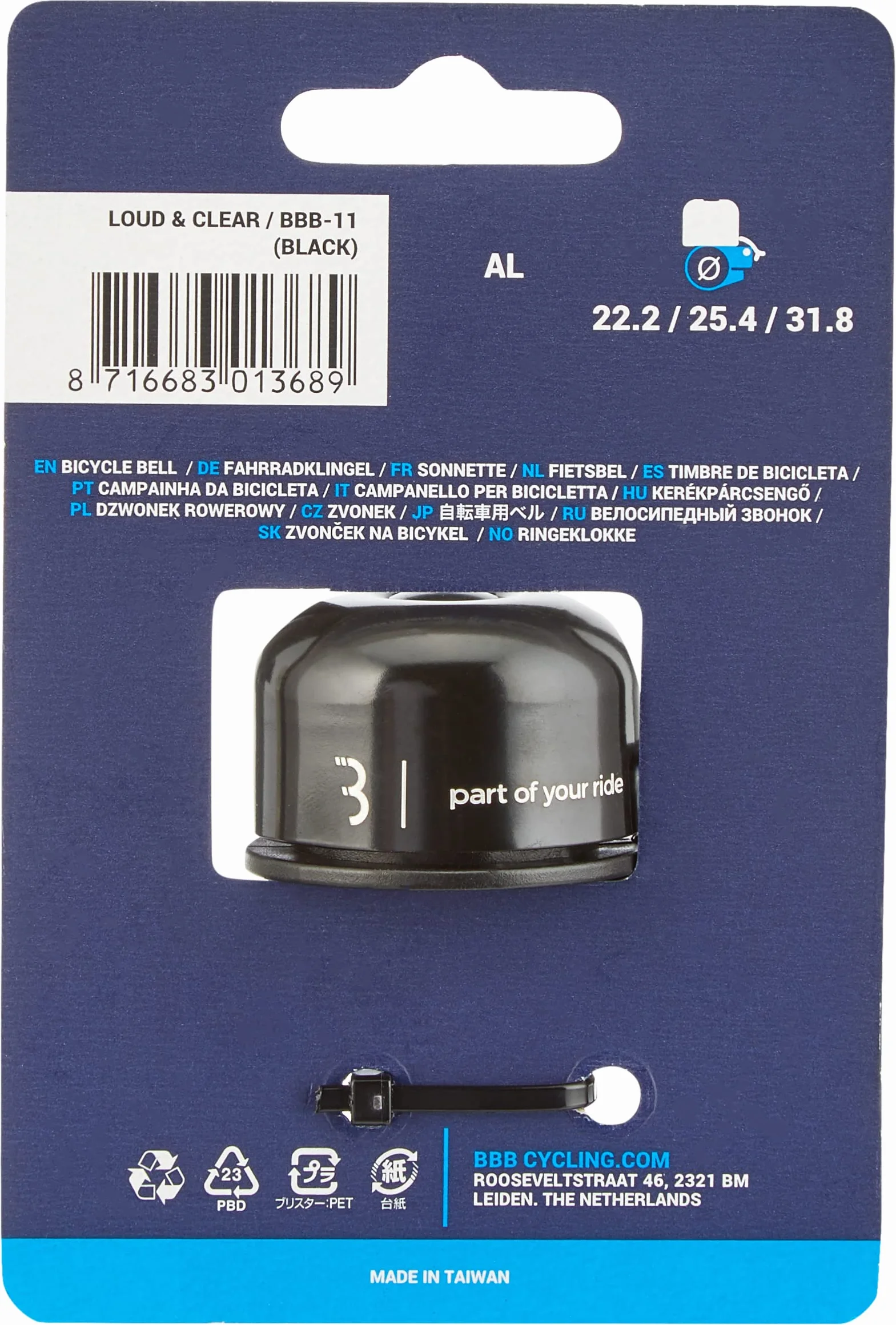 BBB BBB-11 Sonnette de vélo avec Pince pour Guidon Route Course
