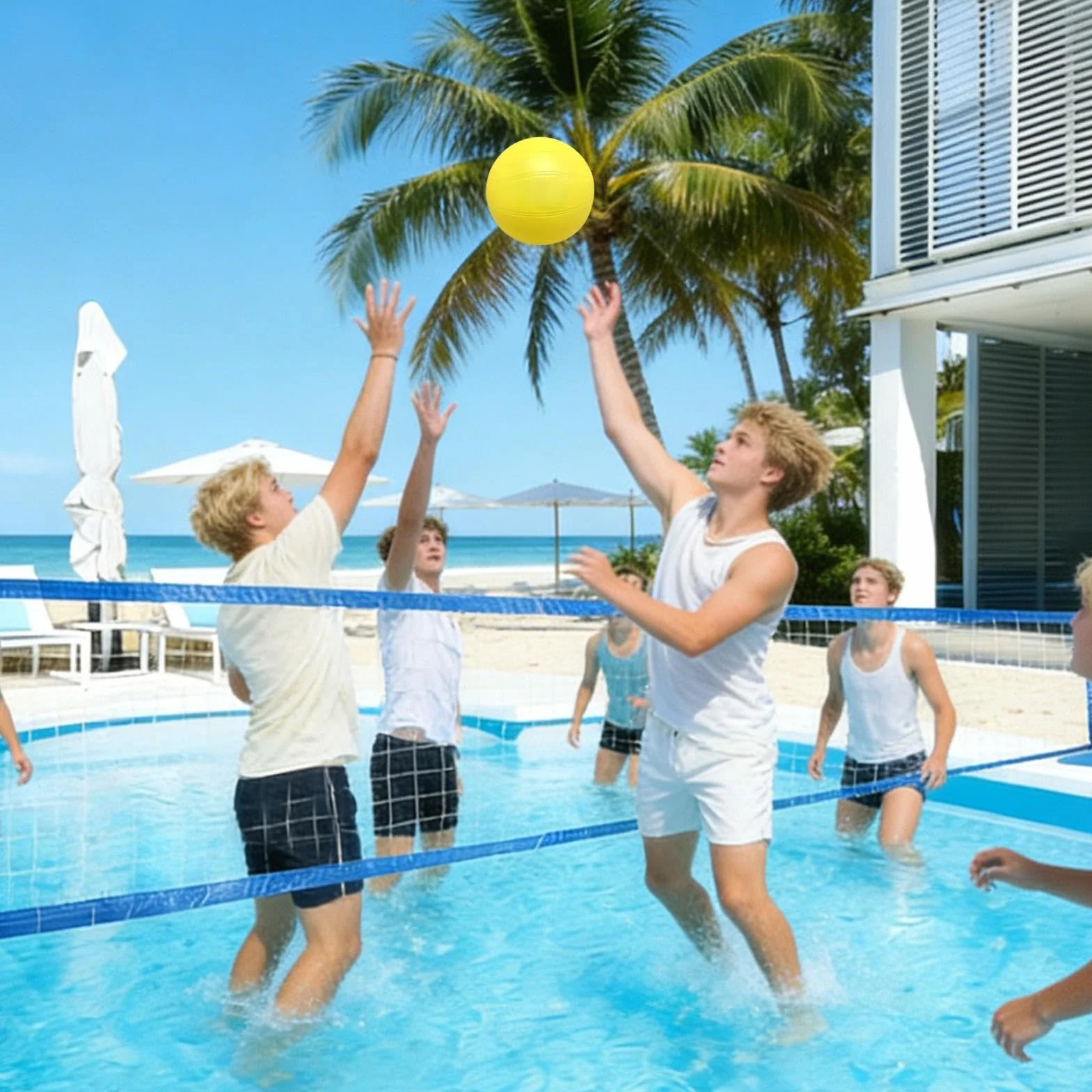 Filet de Volley-Ball pour Piscine Creusée - 15 Pieds avec Boucle de Remplacement Polyester ABS