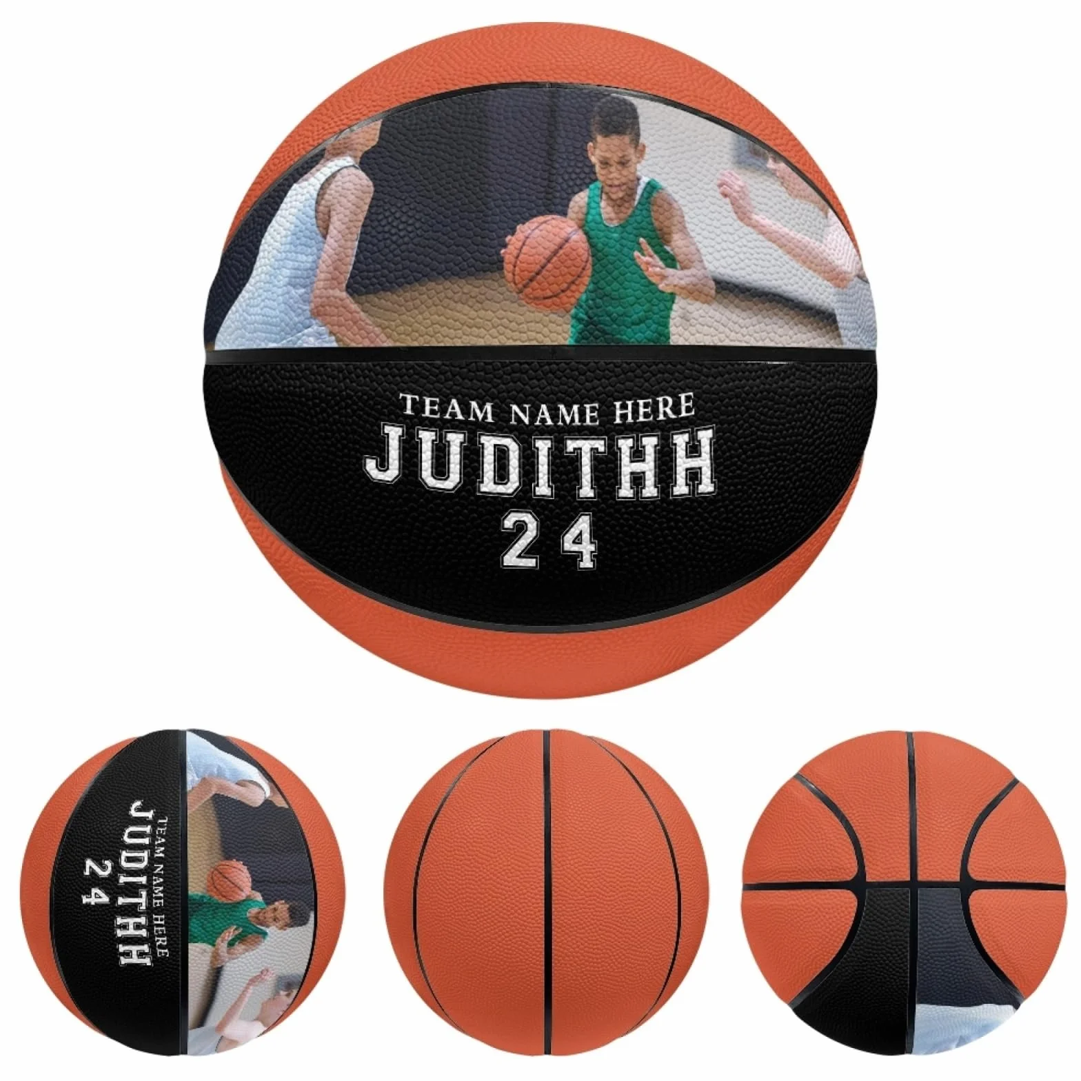 Ballon de basketball personnalisé taille 5/7 74,9 cm avec photo nom pour fête des pères Noël anniversaire