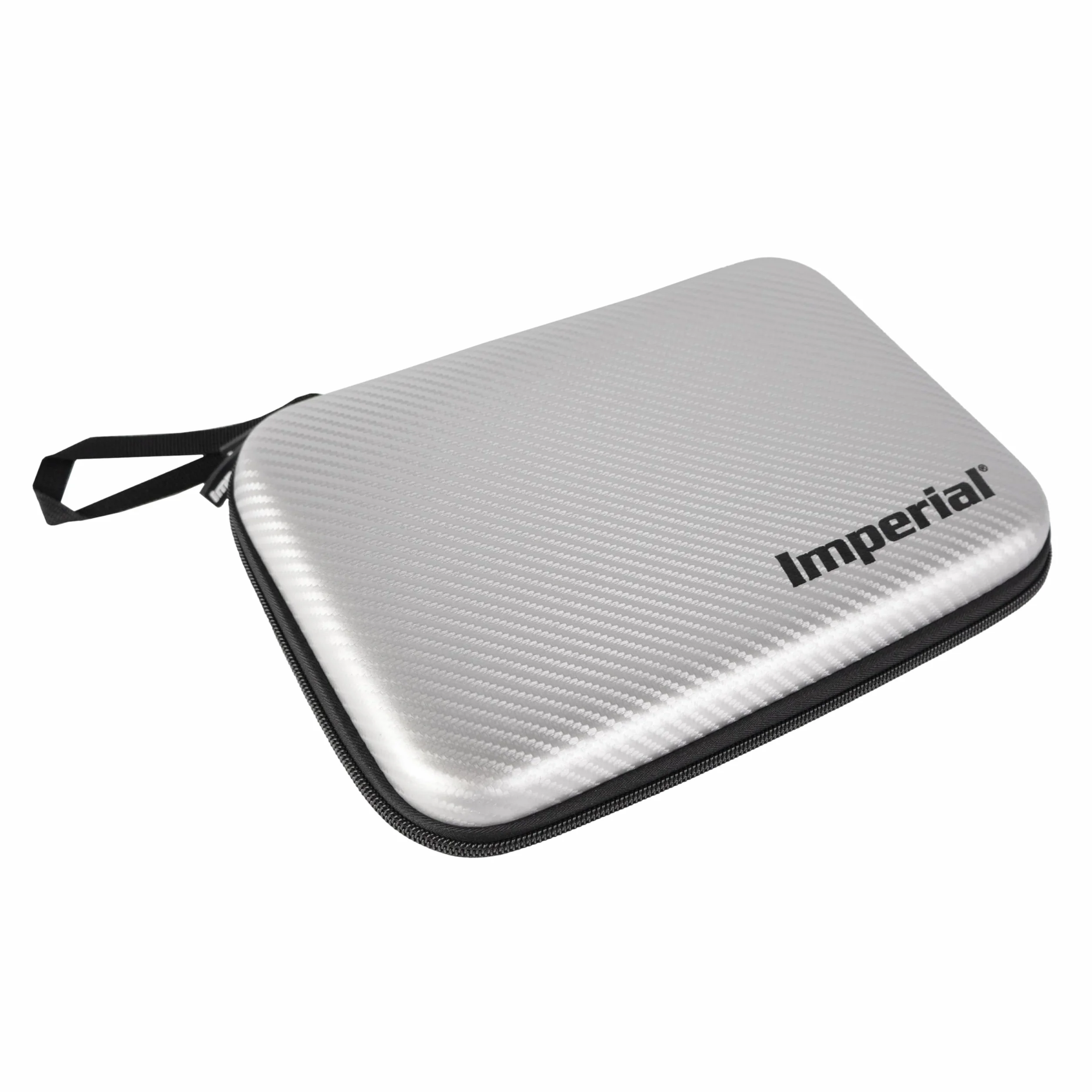 Imperial Hardcase Mallette de Tennis de Table Argent Aspect Carbone Résistant aux Chocs