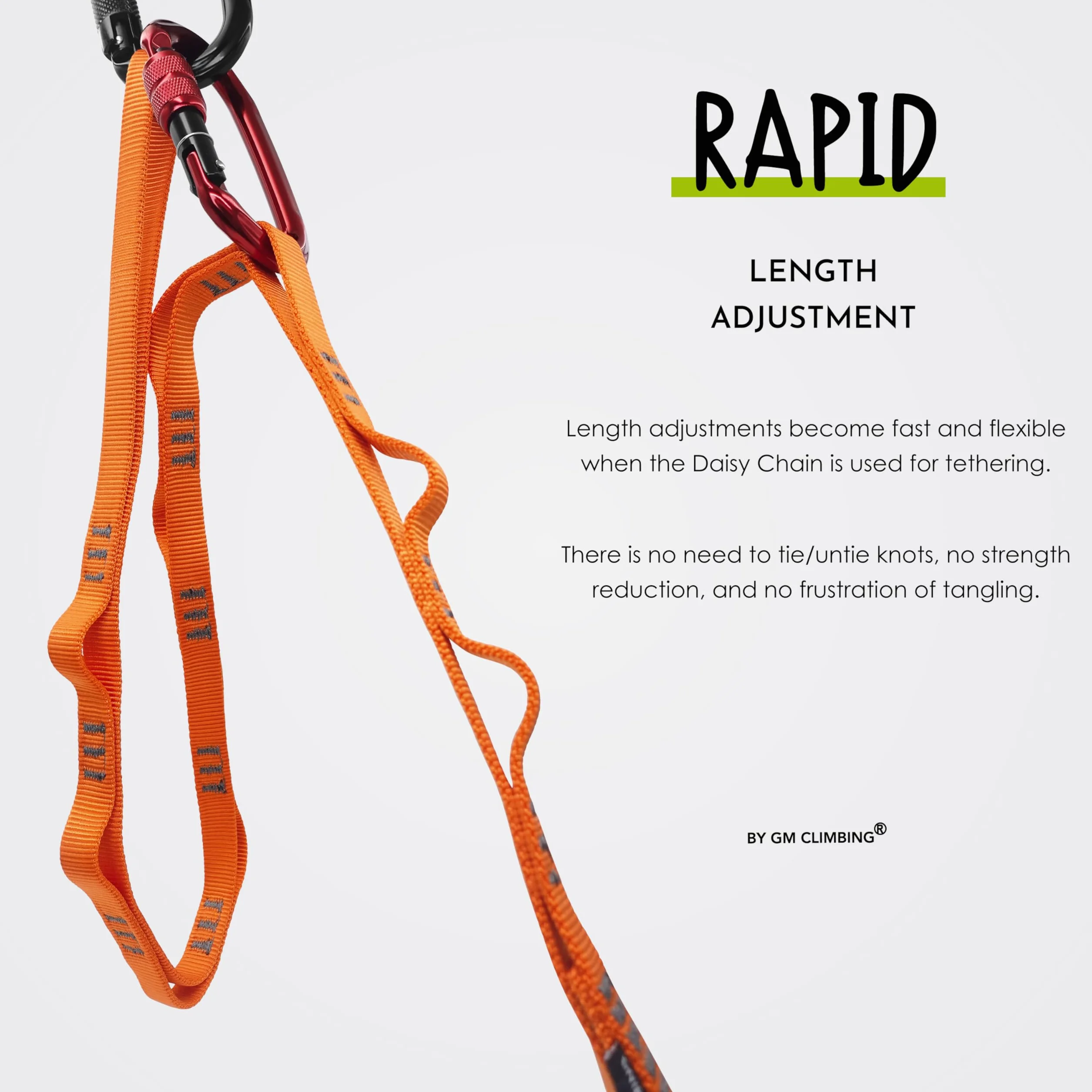 GM CLIMBING Chaîne en nylon 16 mm 22 kN 120 cm CE UIAA