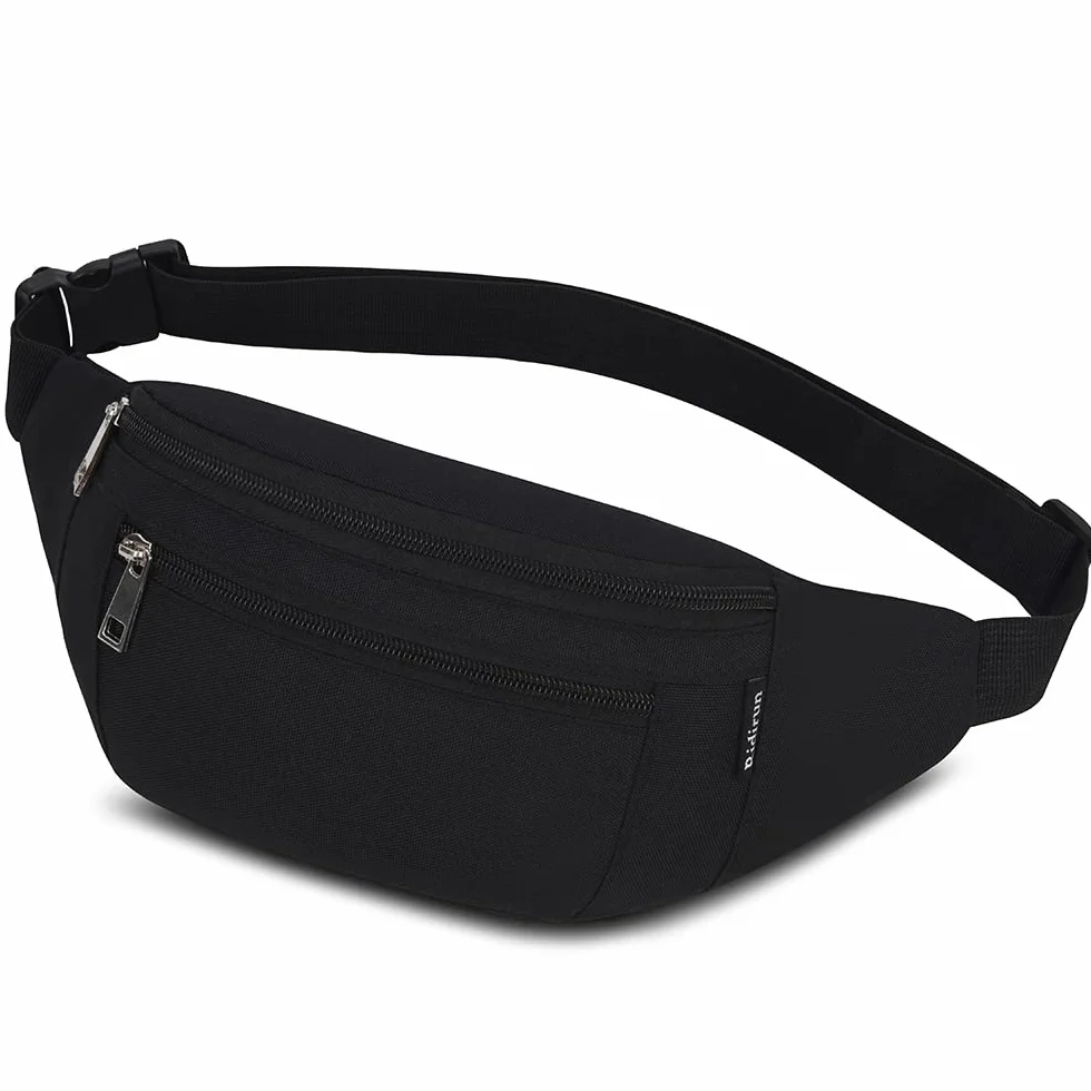 Sac Banane, Sac à la Taille Ceinture de Course Homme Femme Sacoche Banane Etanche Réglable pour Cyclisme Gym Balade Escalade Voyage Randonnée Vacances (Noir)