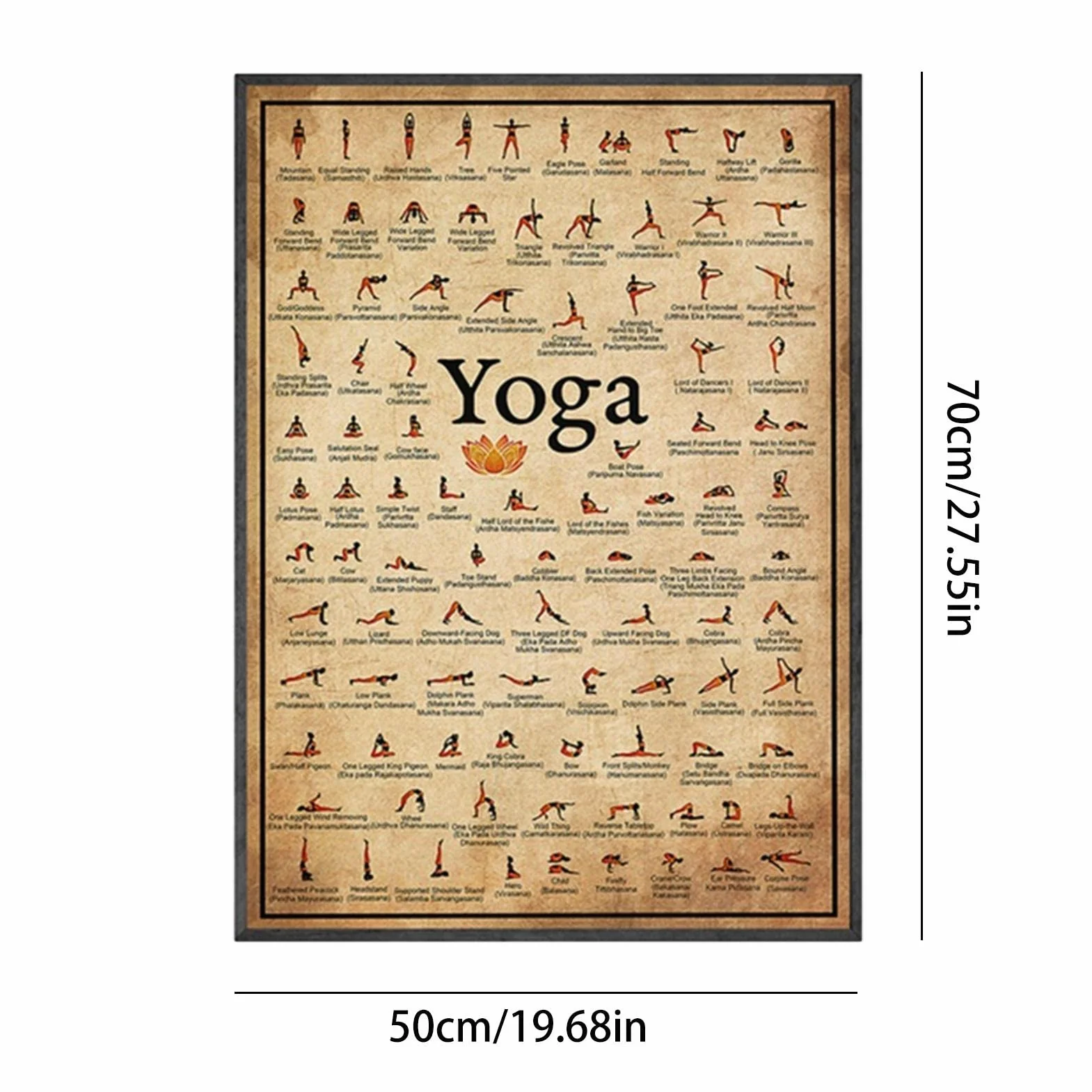 Affiche Yoga Classiques Poster Postures Gym À Domicile Bodybuilding Stratifié Sport Fitness Mur Decor