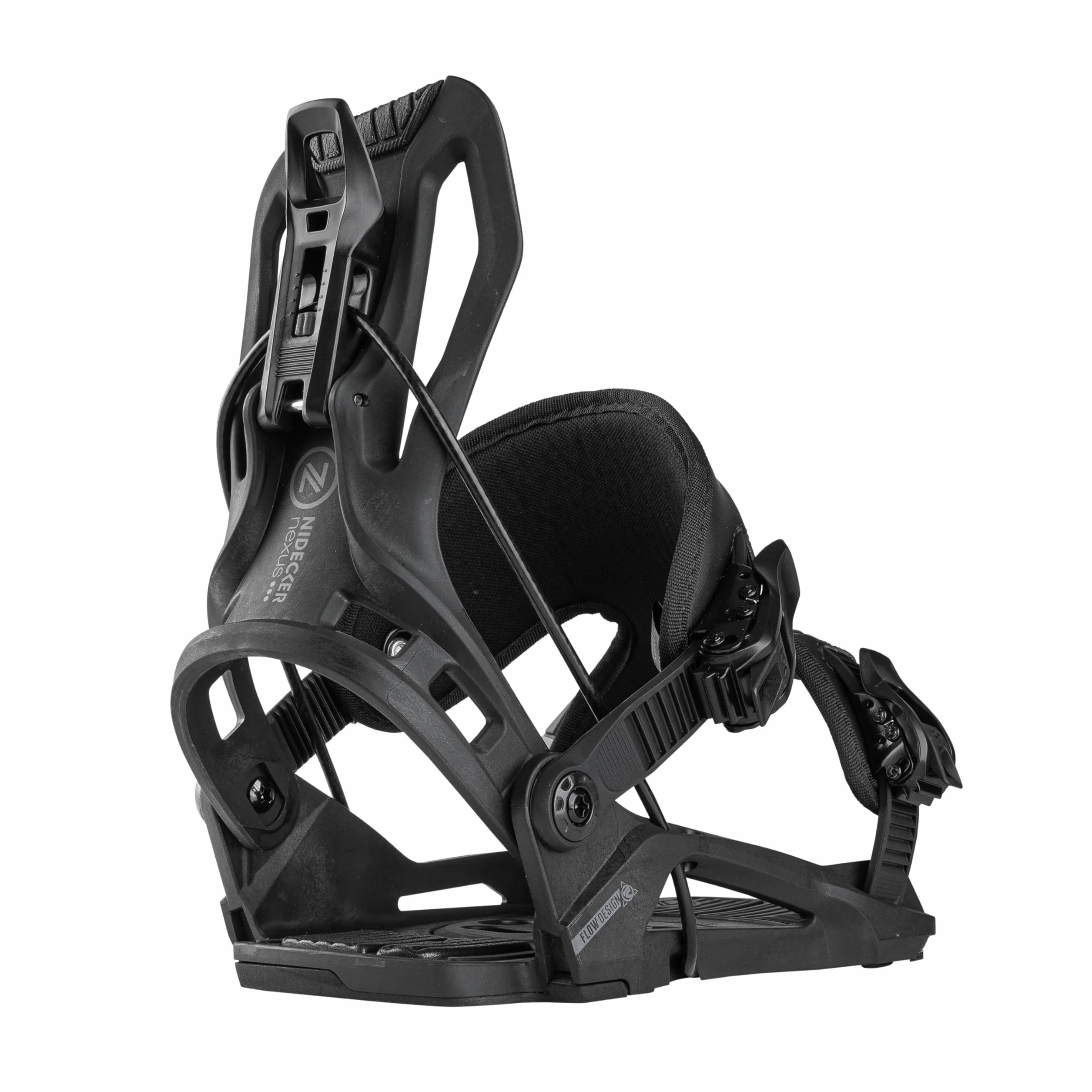 Fixations de Snowboard Nidecker Flow Nexus Flex All-Mountain Confortable avec Plaque de Base en Nylon rempli de Verre - XL - Black