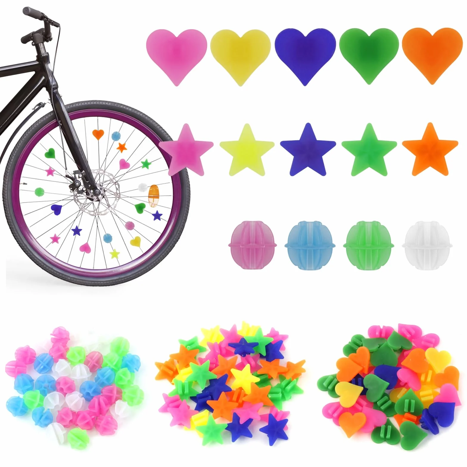 Perles Rayons Velo Decoration, Accessoire Velo Fille, Clip Rayon Vélo Coloré pour Filles et Garçons