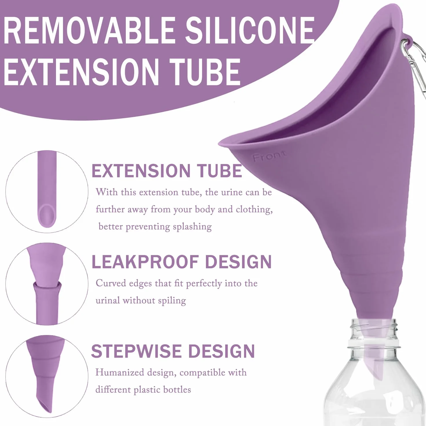 Portatif Urinoir Debout Réutilisable pour Femme Silicone Entonnoir Toilette Camping Violet