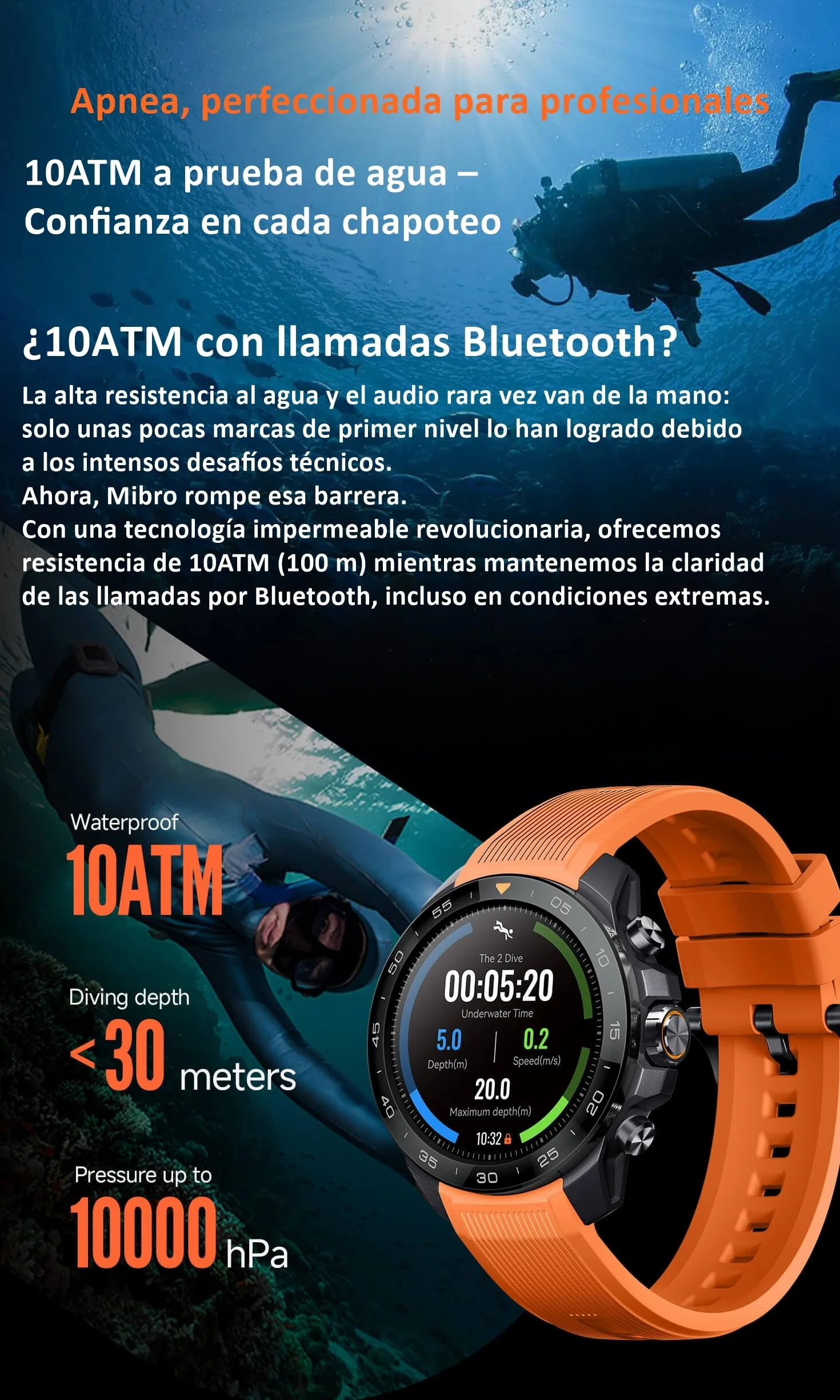 Mibro GS Explorer S montre de plongée étanche 10 ATM appel Bluetooth