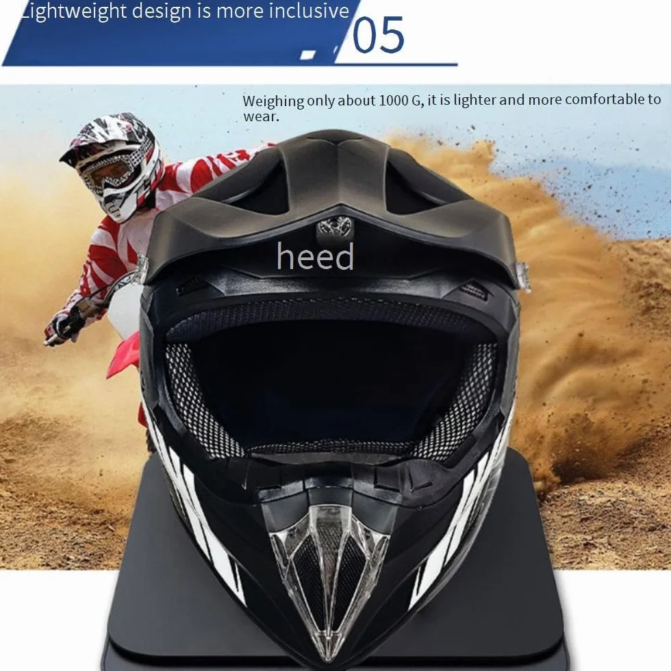 Casque Moto Hors Route Enfant avec Gants Lunettes Masque, MTB VTT BMX Descente Cross, Unisexe