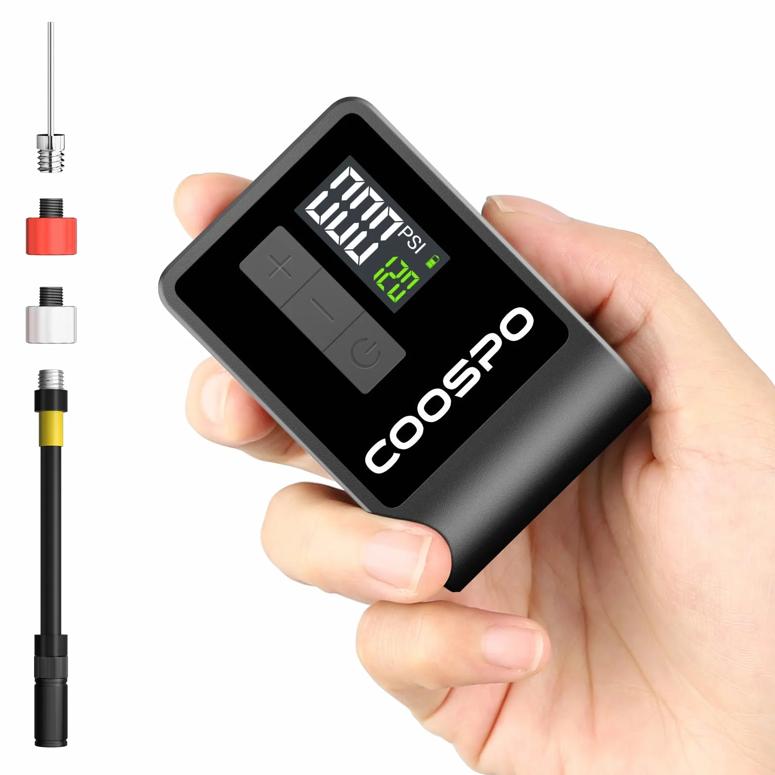 CooSpo Pompe à Velo Electrique, Mini Pompe Portable, Max 120 PSI avec Valves Presta Schrader