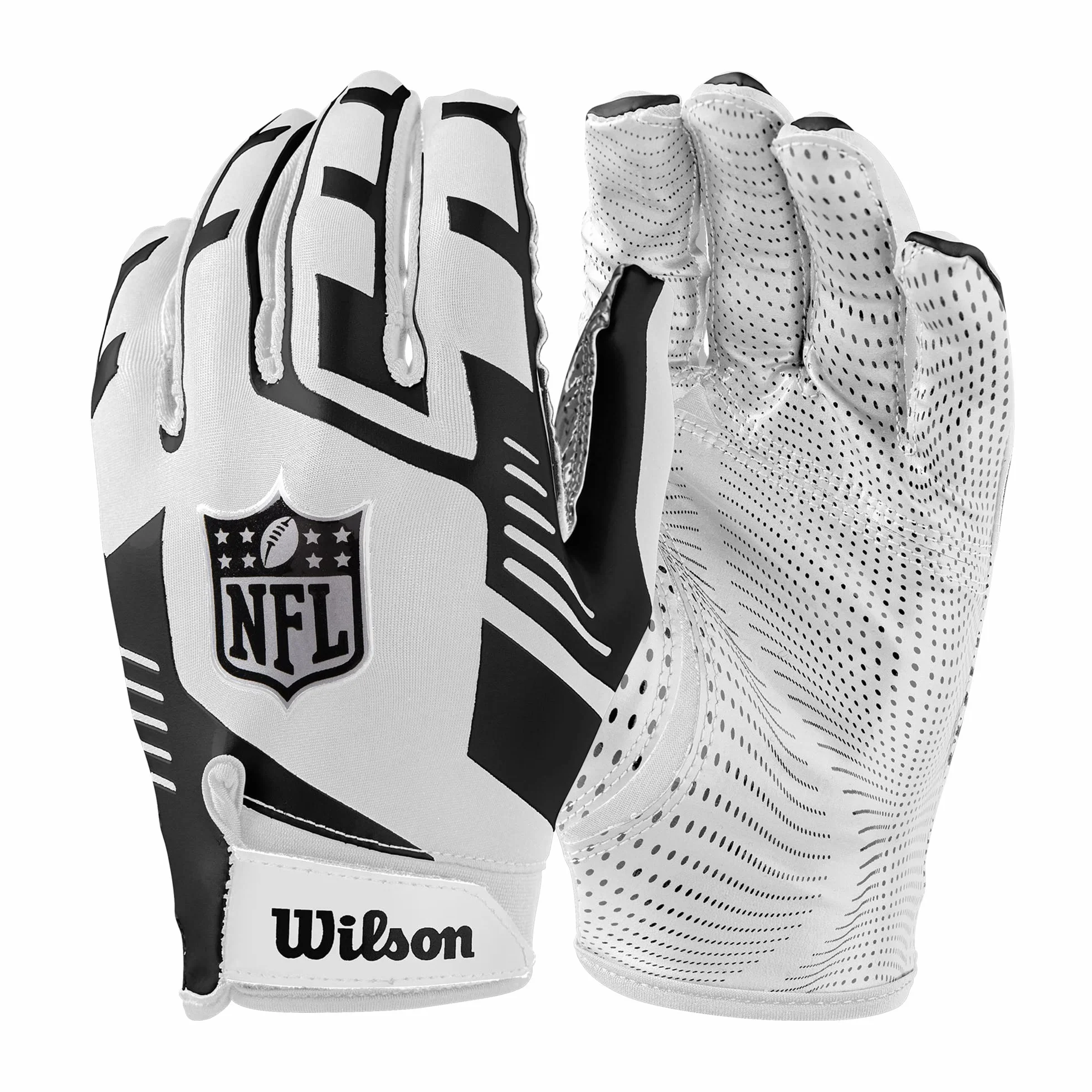 Wilson NFL Gants de réception extensibles Taille enfant Blanc/noir