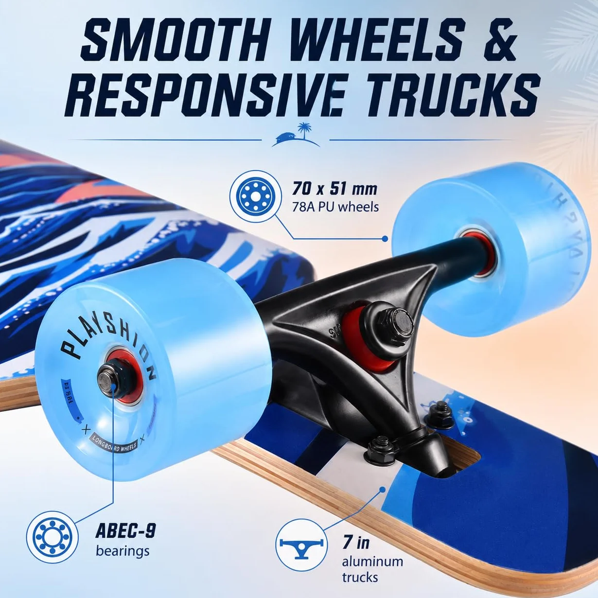 Playshion 39" Longboard Drop-Through Freestyle ABEC 11