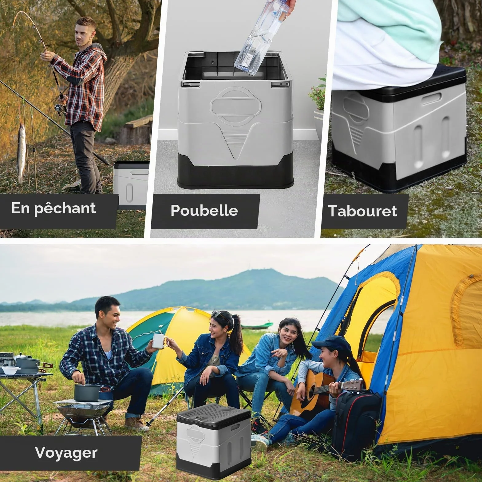 Toilette Portable 25L Capacité 150KG WC Portable avec 24 Sacs Jetables Sac de Transport Camping Randonnée