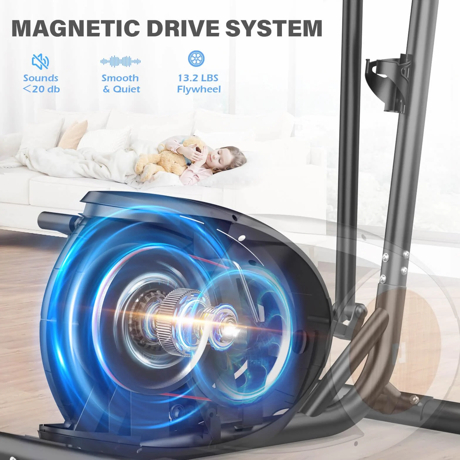 Vélo Elliptique Bluetooth Fitness 16 Niveaux Résistance Volant Inertie 6 KG Écran LCD Silencieux Maison