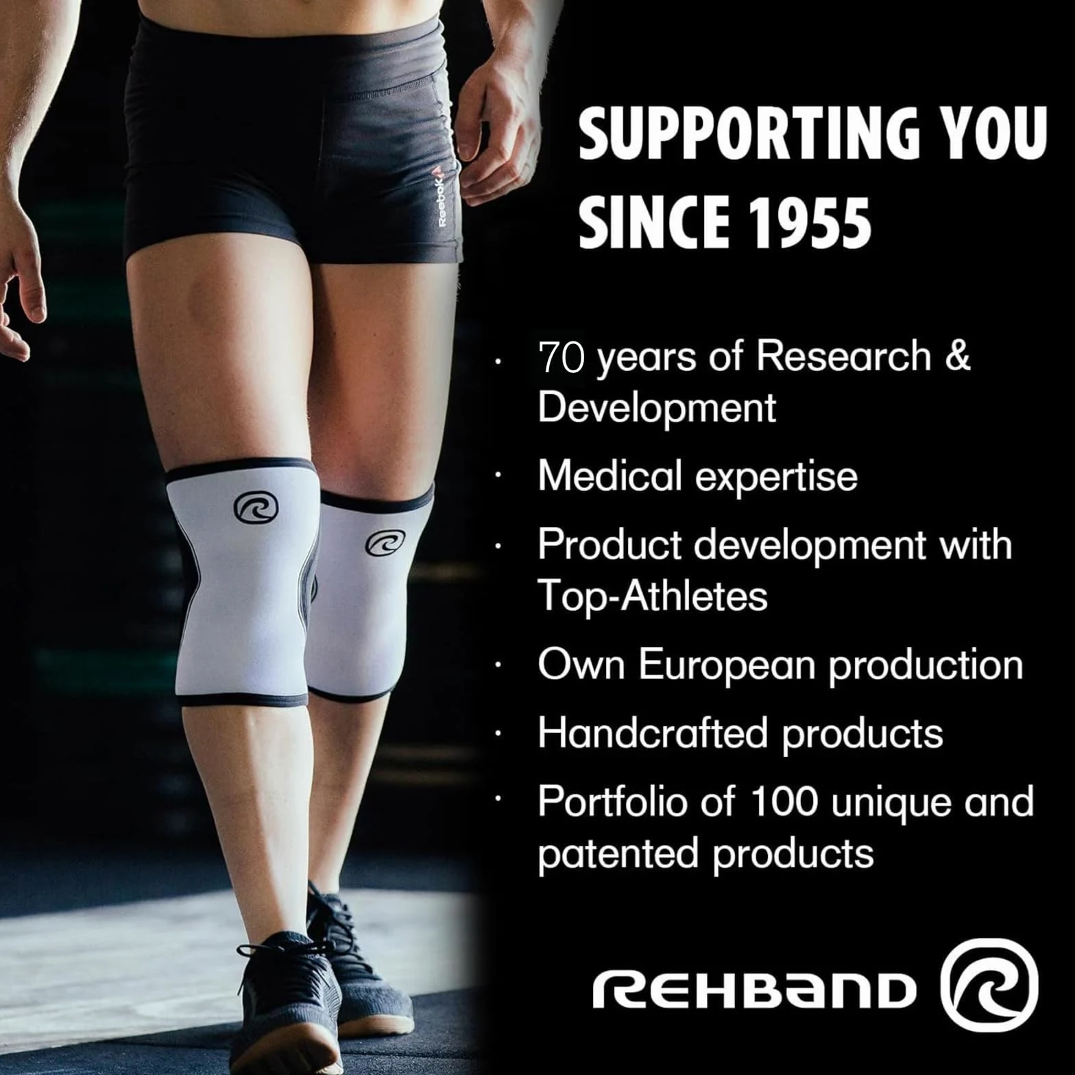 Rehband Genouillère protège-genoux en néoprène pour protection de volleyball ou de volleyball