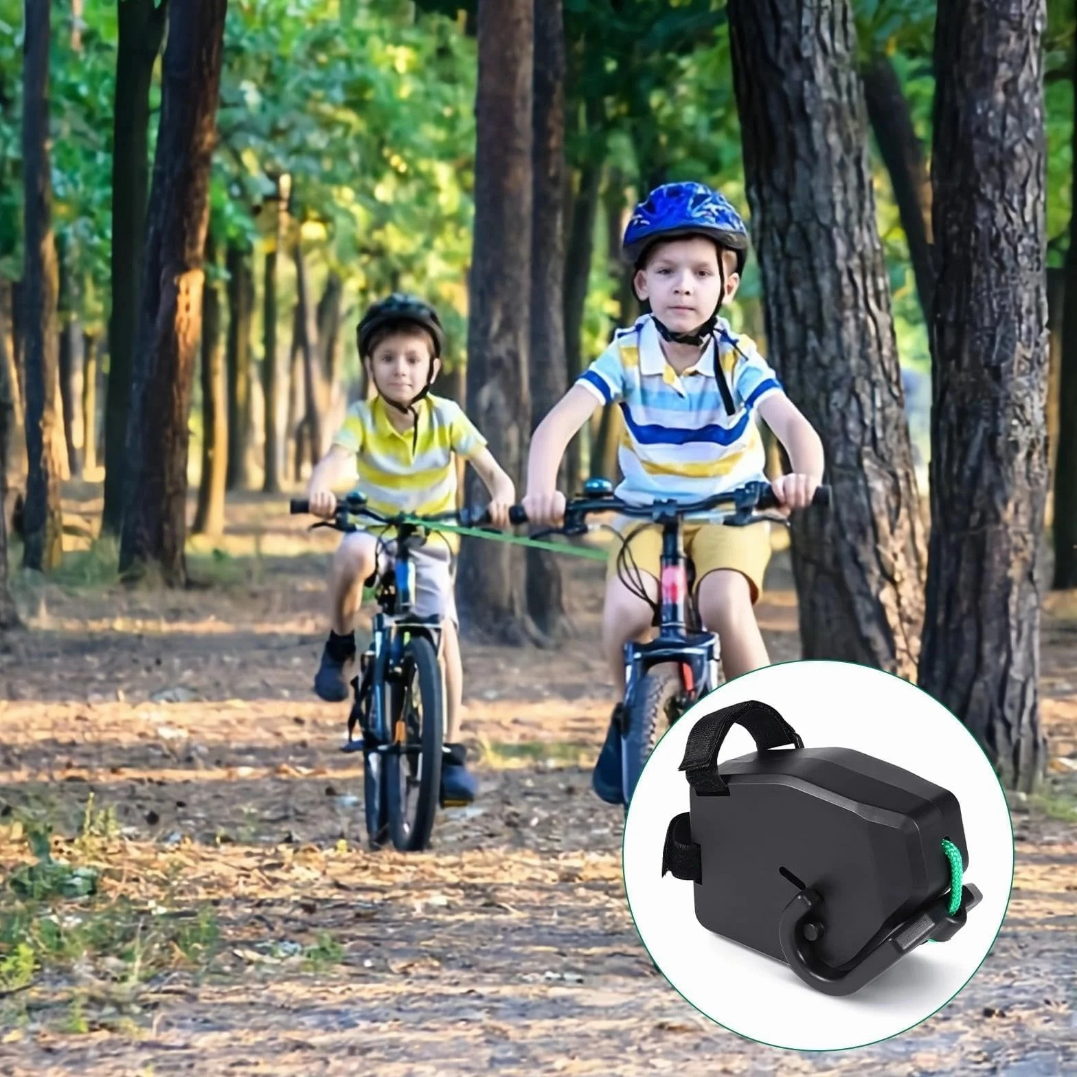 Barre de Traction Vélo Enfant 2,5 m Noir avec Serre-câbles Nylon