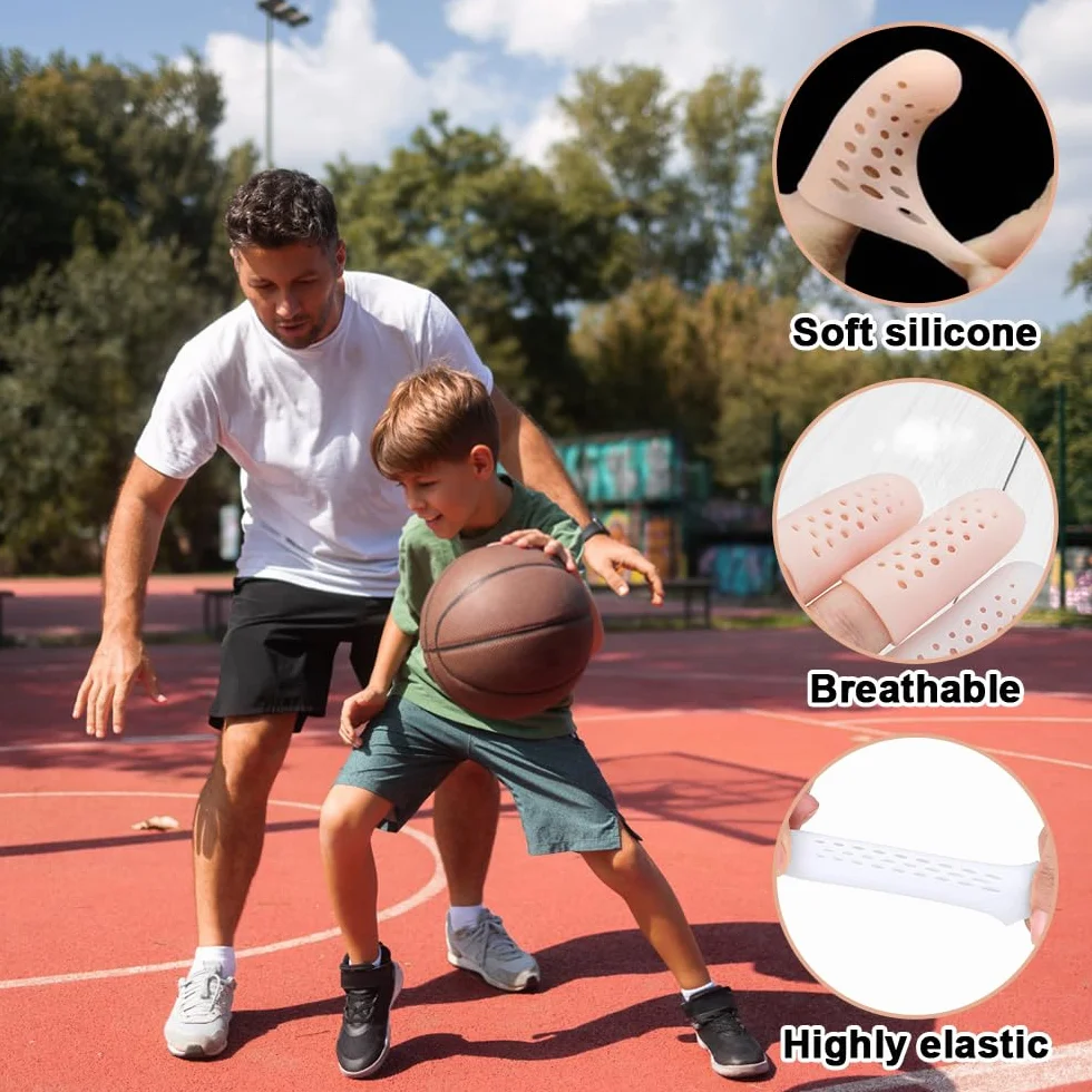 Rairsky 16 Pièces Protege Doigt Respirants en Gel Silicone, Doigtier Silicone pour Doigt, Protège Doigts en Gel avec Trous D'aération, Protege Doigts pour L'eczéma, L'arthrite et les Mains Crevassées