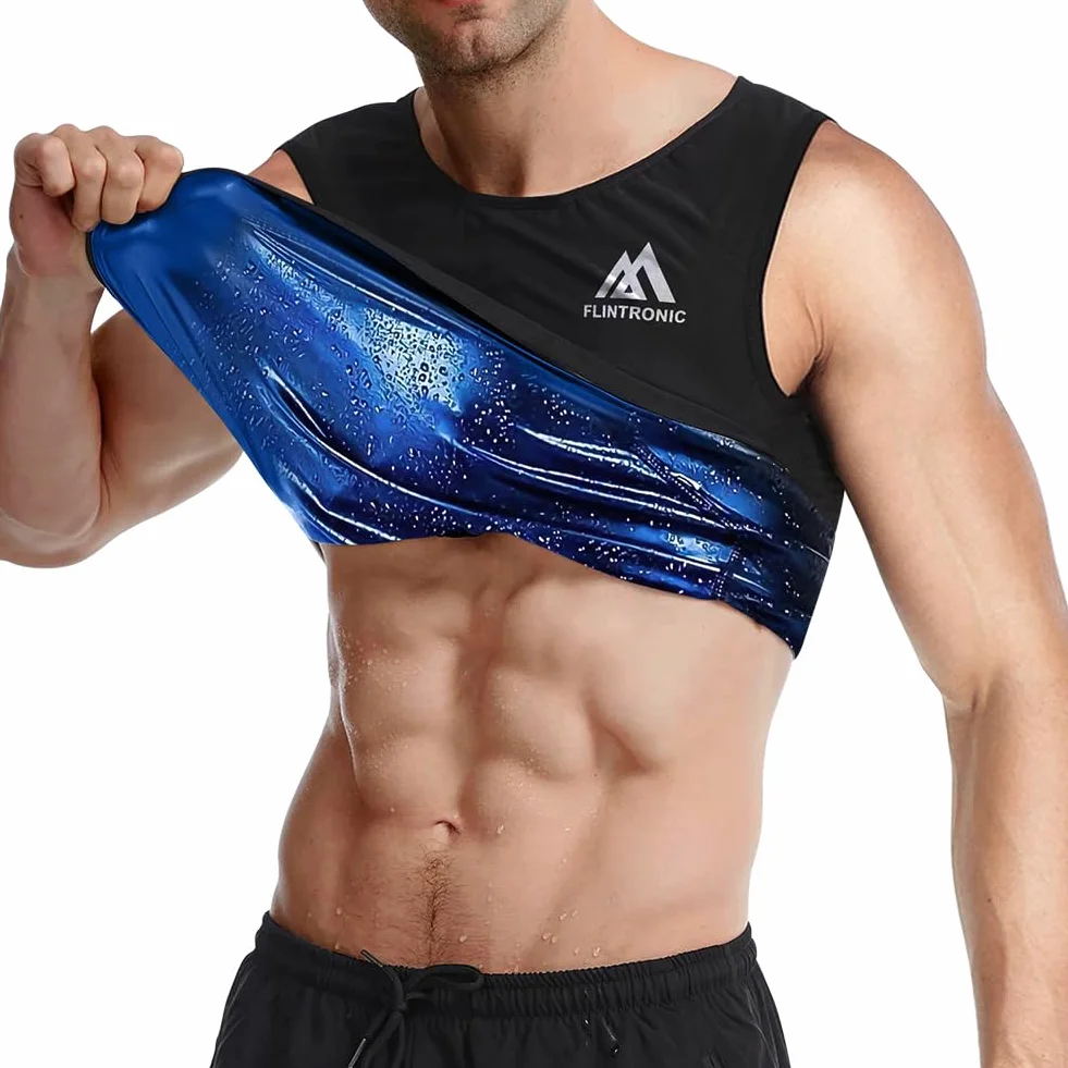 Flintronic Gilet de Sueur de Sauna pour Hommes, Débardeur Sudation Amincissant Ventre, T Shirt Sudation Homme