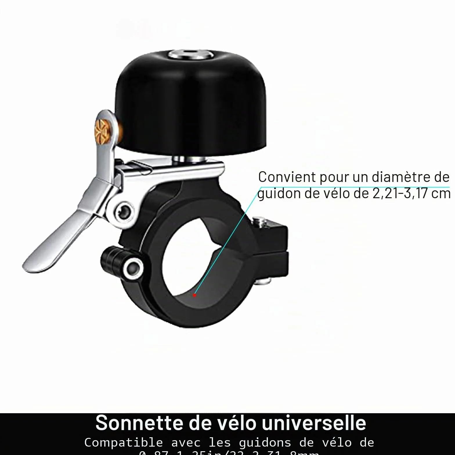 Sonnette de vélo en laiton 90dB pour guidon 22.2-31.8 mm Course VTT