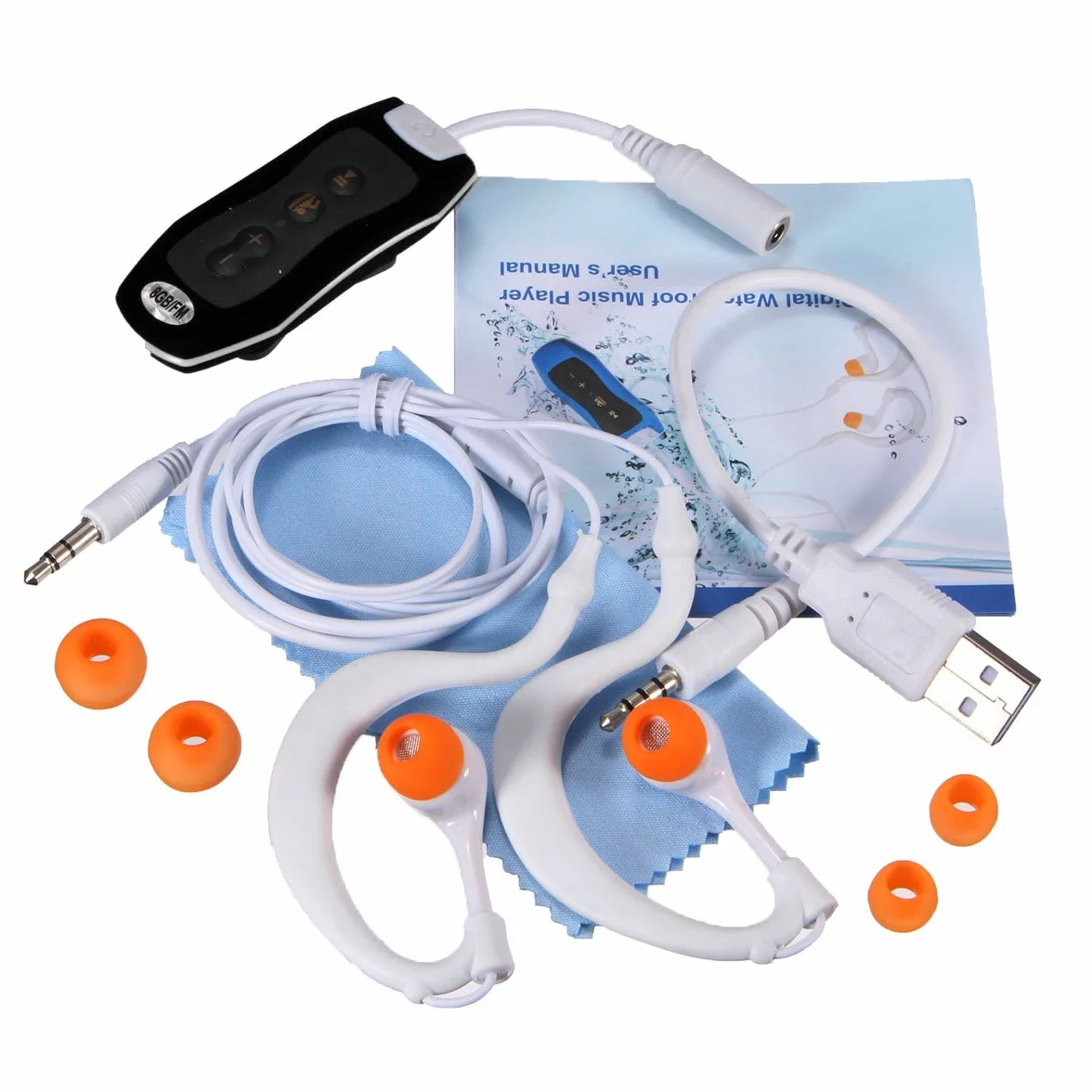 8GB Lecteur MP3 Natation Plongee sous-Marine Spa Radio + FM Etanche Casque Noir
