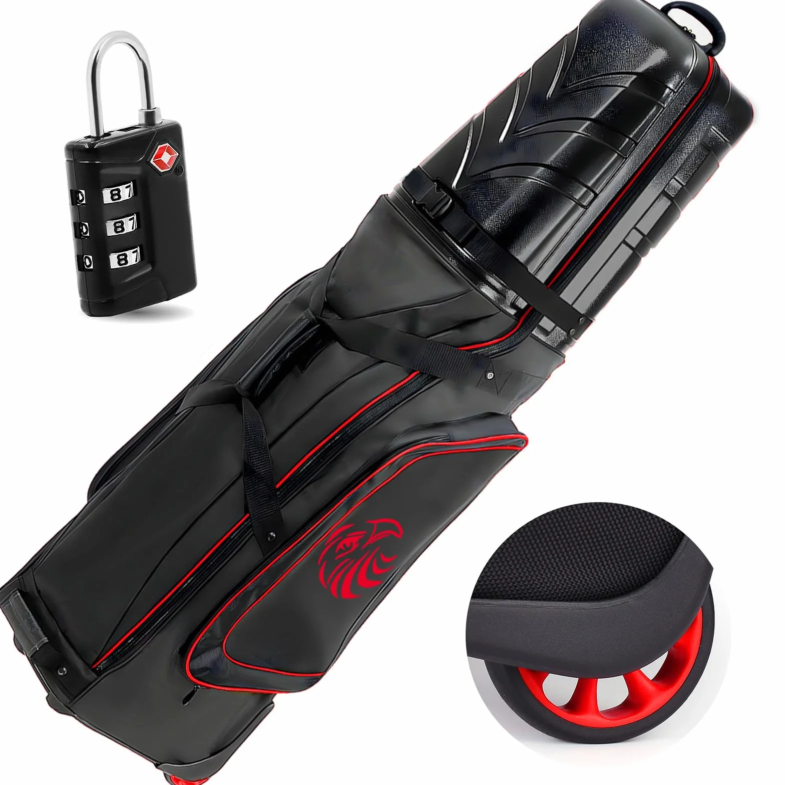 Yamato Grand sac de voyage de golf à coque rigide avec roues et serrure TSA